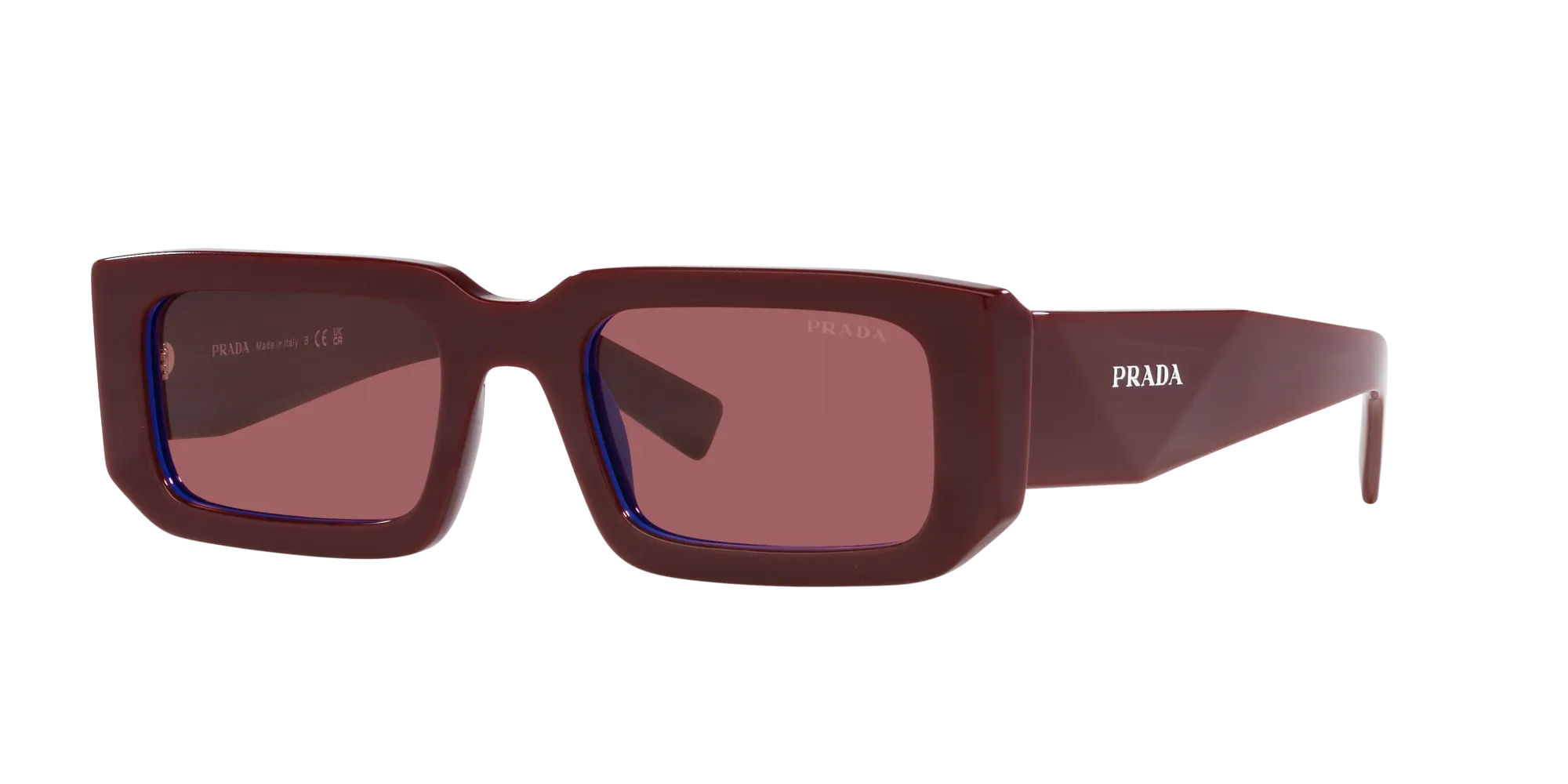 Prada PR 06YS 16M08S Occhiali da sole Acetato Rosso Viola Squadrata Normale - immagine 3