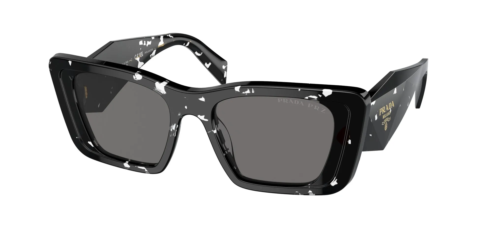 Prada PR 08YS 15S5Z1 Occhiali da sole Acetato Nero Grigio Farfalla Polarizzata - immagine 1