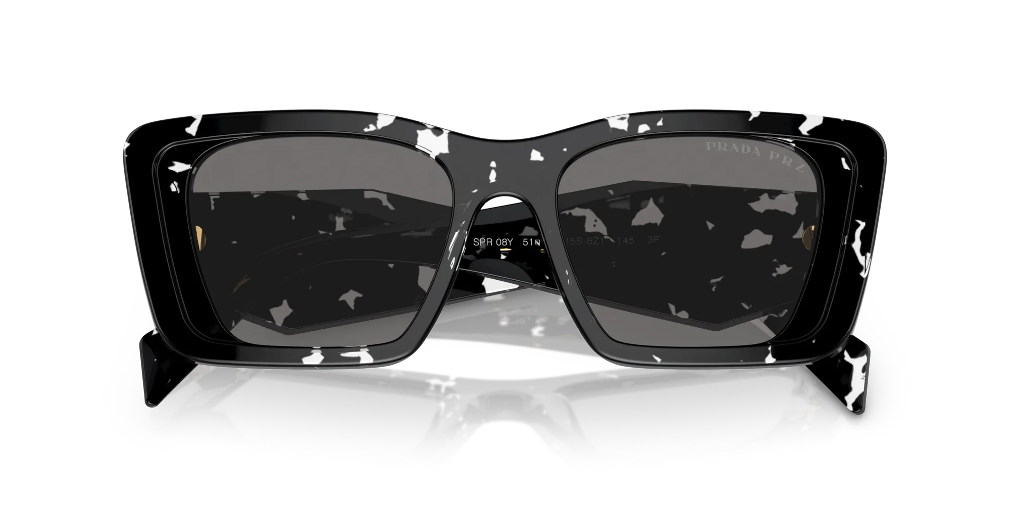 Prada PR 08YS 15S5Z1 Occhiali da sole Acetato Nero Grigio Farfalla Polarizzata - immagine 2