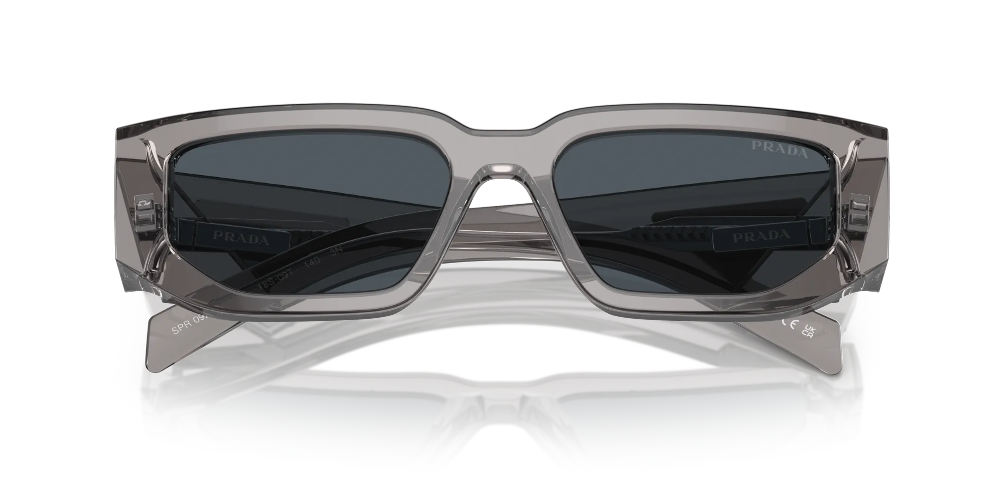 Prada PR 09ZS 18S09T Occhiali da sole Acetato Grigio Grigio Squadrata Normale - immagine 2