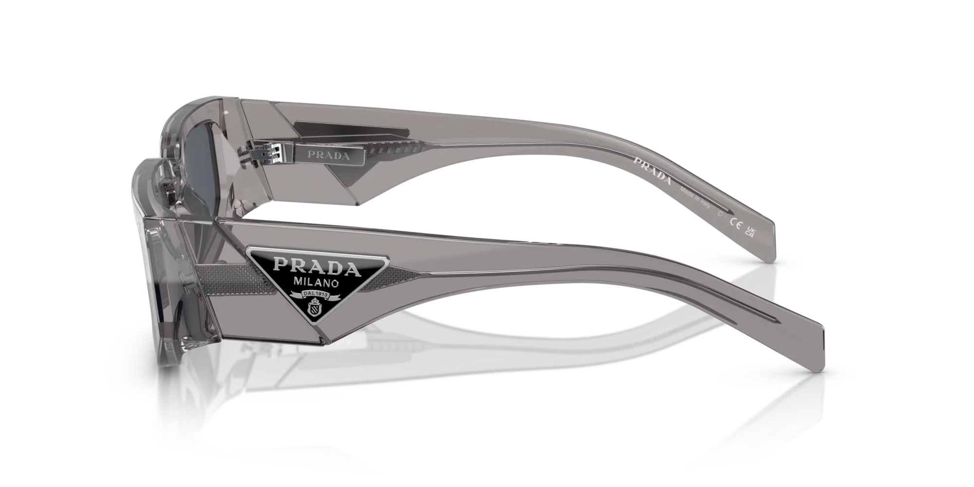 Prada PR 09ZS 18S09T Occhiali da sole Acetato Grigio Grigio Squadrata Normale - immagine 4