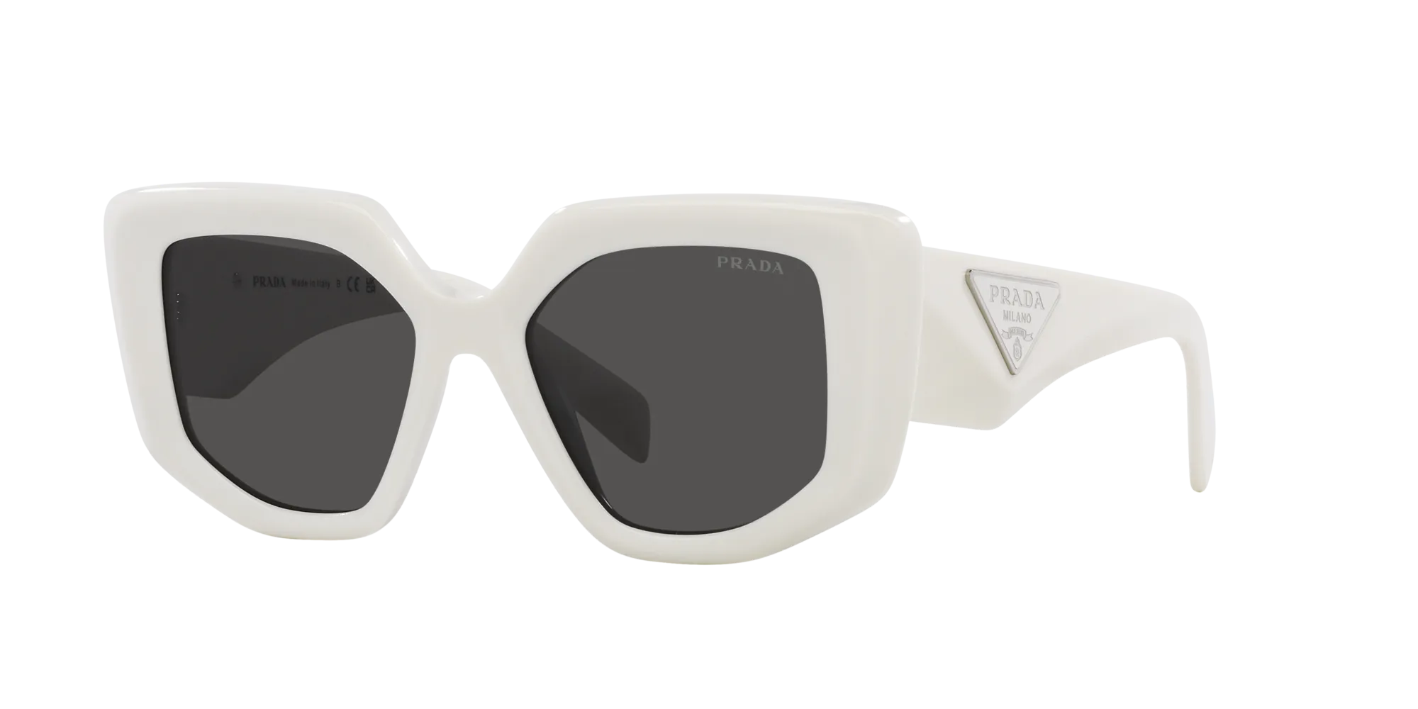 Prada PR 14ZS 1425S0 Occhiali da sole Acetato Bianco Grigio Geometrica Normale - immagine 3