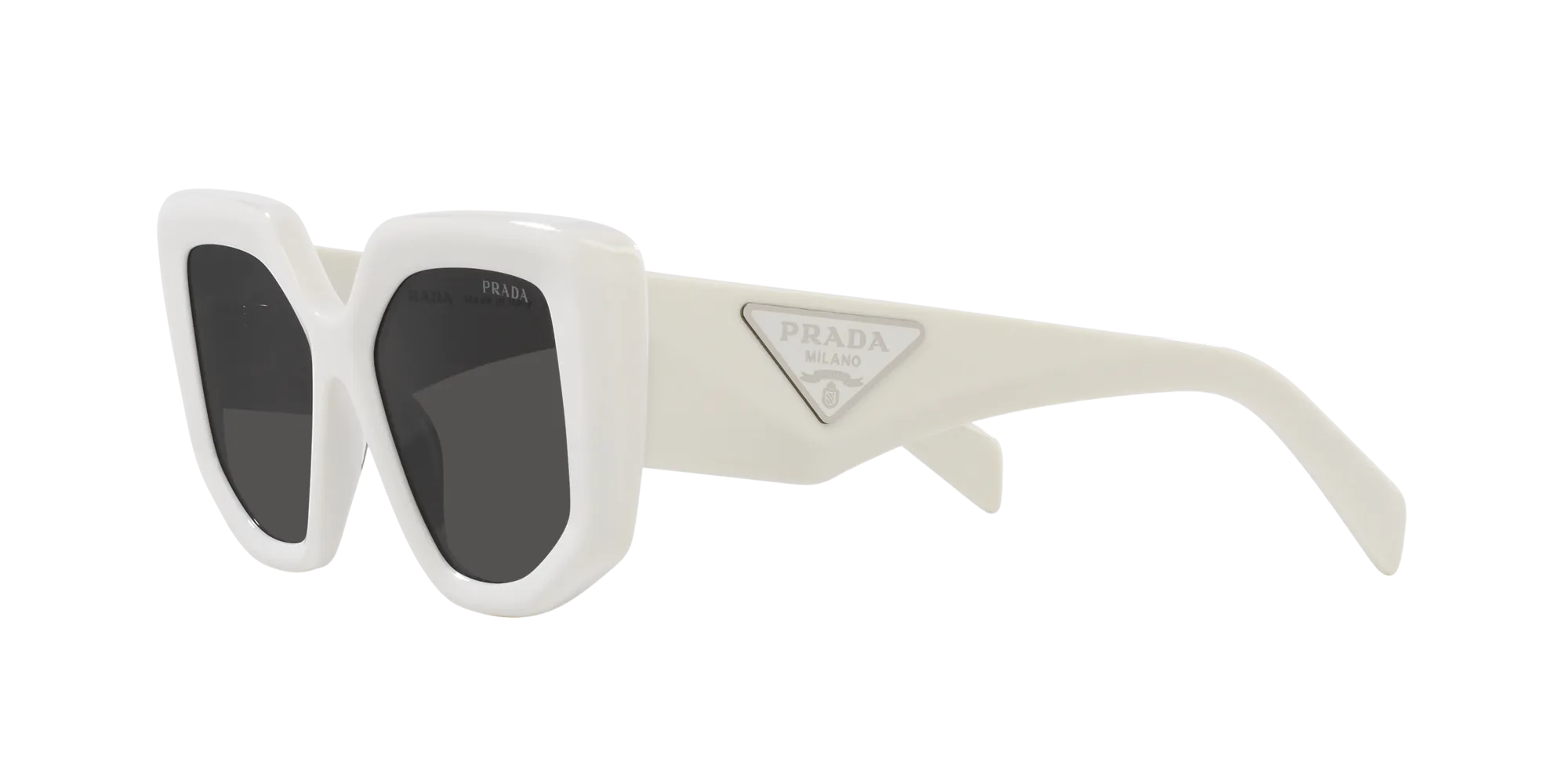 Prada PR 14ZS 1425S0 Occhiali da sole Acetato Bianco Grigio Geometrica Normale - immagine 4