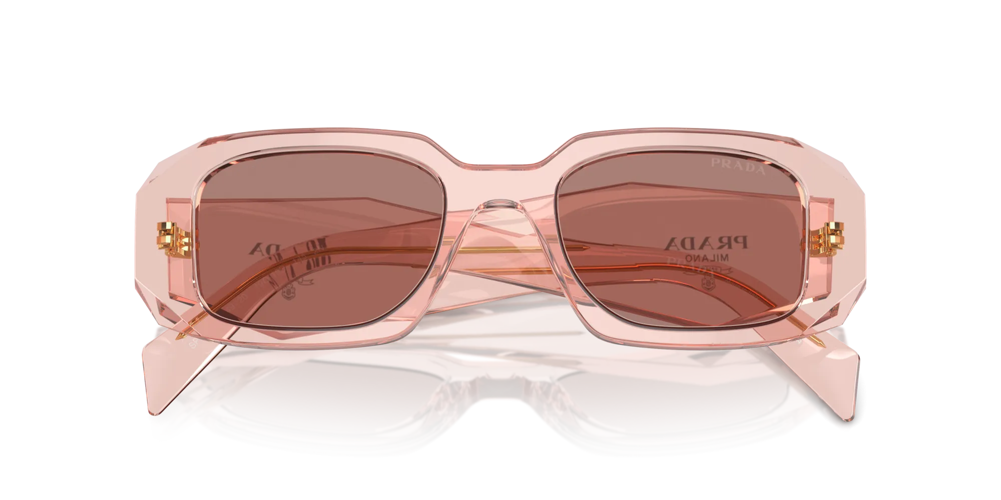 Prada PR 17WS 19Q10D Occhiali da sole Acetato Rosa Marrone Squadrata Normale - immagine 2