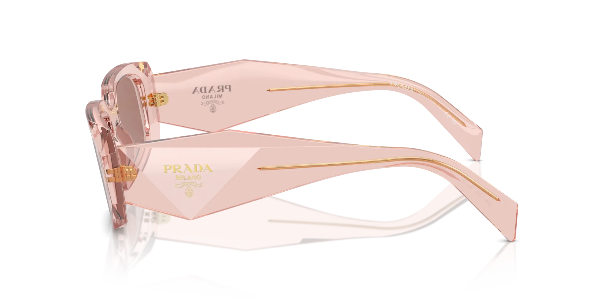 Prada PR 17WS 19Q10D Occhiali da sole Acetato Rosa Marrone Squadrata Normale - immagine 4