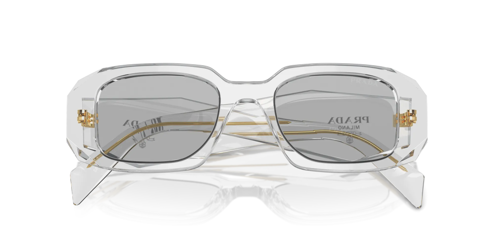 Prada PR 17WS 12R30B Occhiali da sole Acetato Grigio Grigio Squadrata Normale - immagine 2