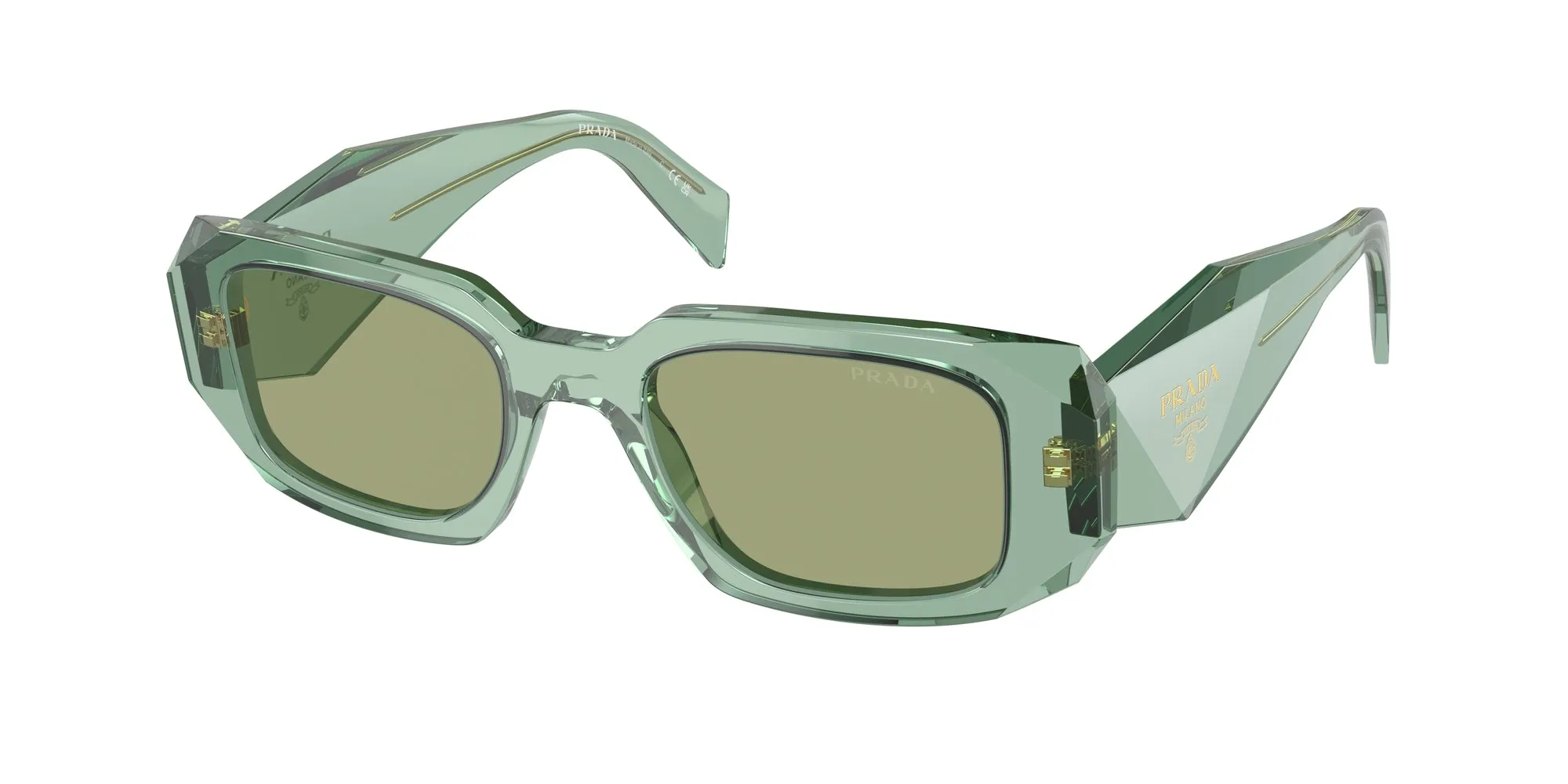 Prada PR 17WS 11R10E Occhiali da sole Acetato Verde Verde Squadrata Normale Specchiato - immagine 1