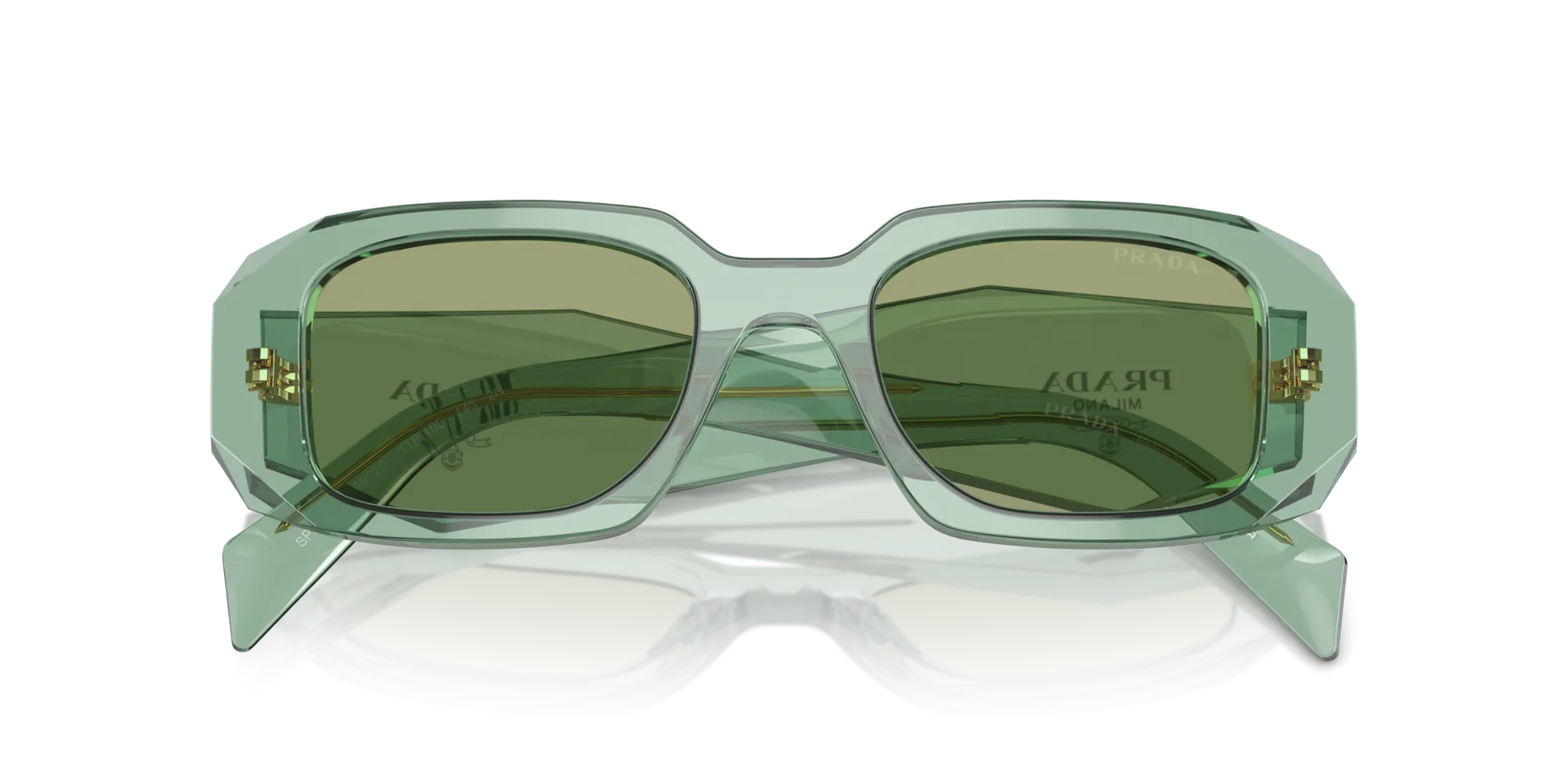 Prada PR 17WS 11R10E Occhiali da sole Acetato Verde Verde Squadrata Normale Specchiato - immagine 2