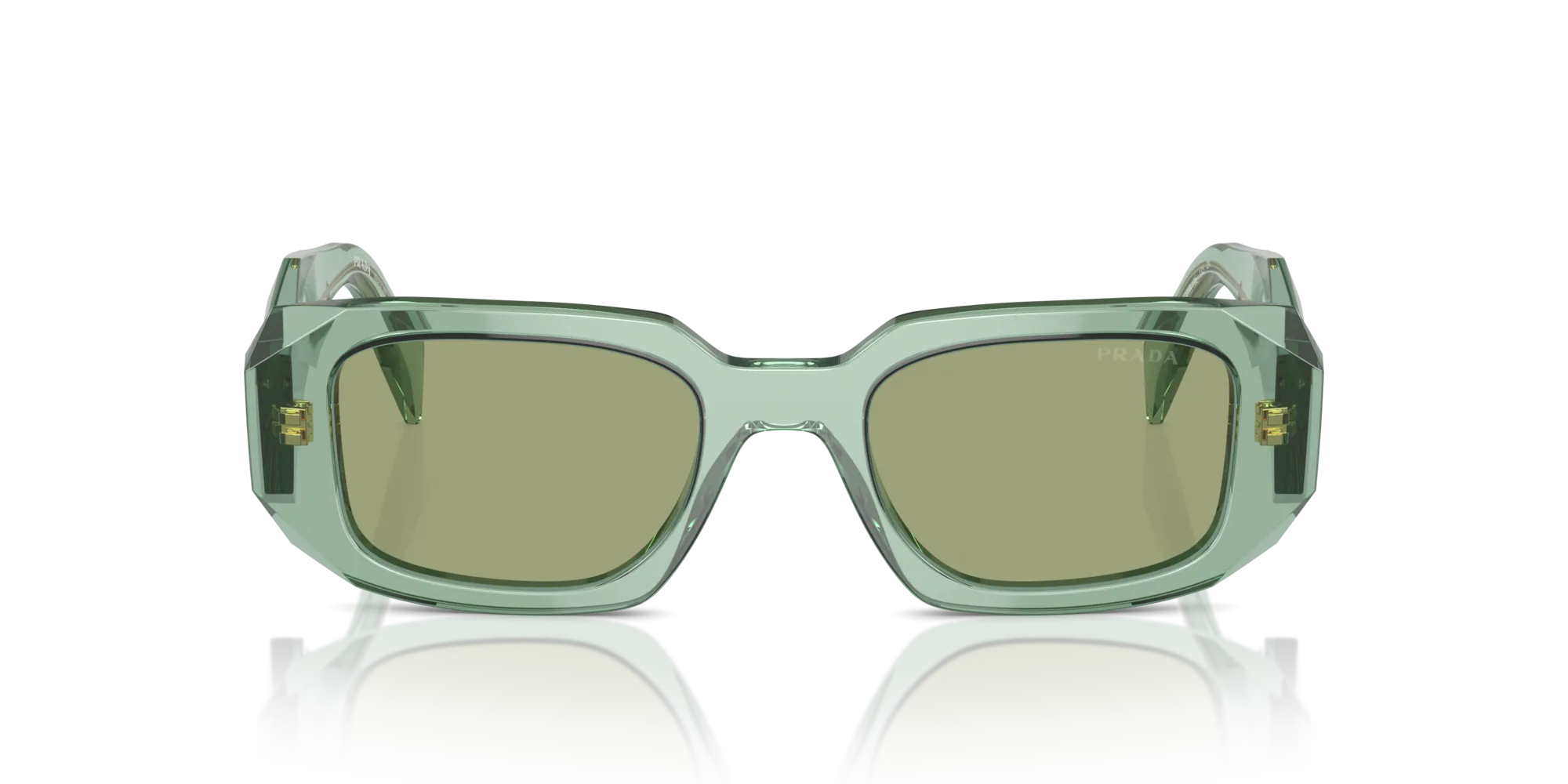 Prada PR 17WS 11R10E Occhiali da sole Acetato Verde Verde Squadrata Normale Specchiato - immagine 3