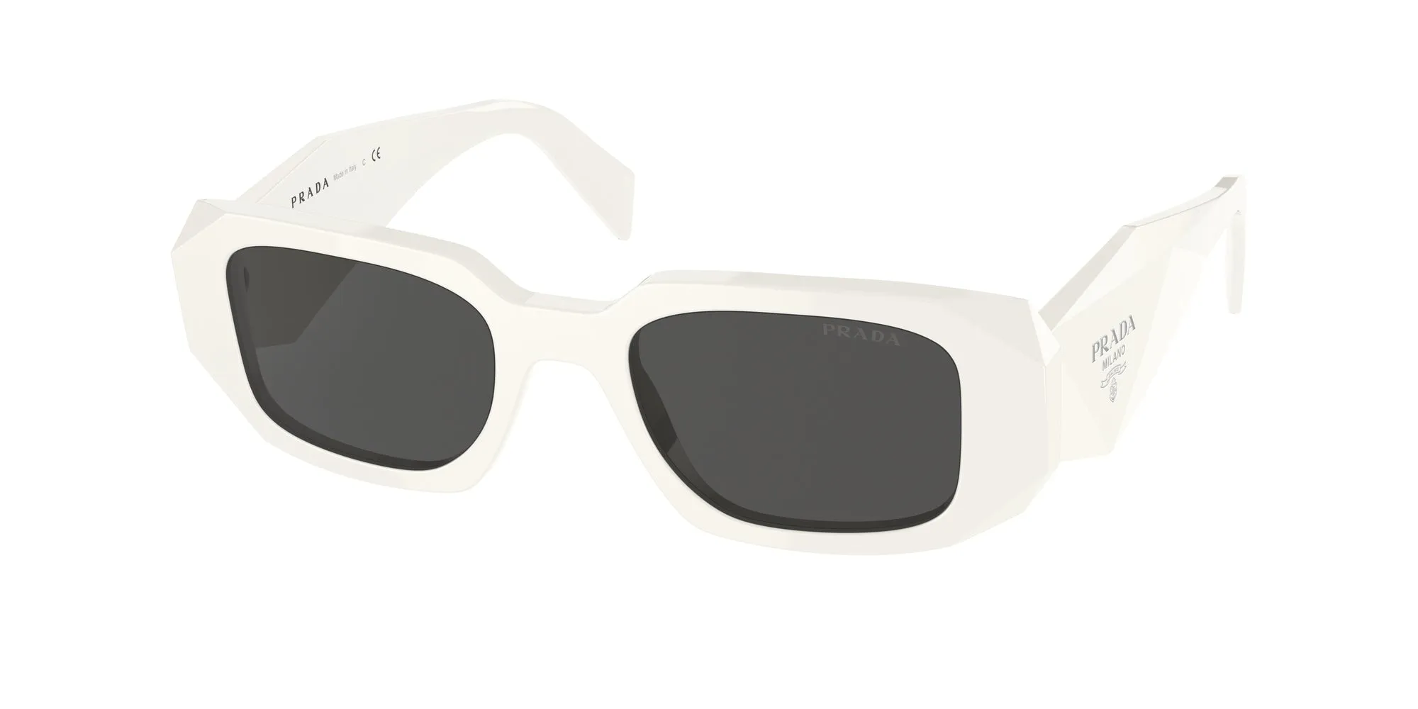 Prada PR 17WSF 1425S0 Occhiali da sole Acetato Bianco Grigio Squadrata Normale - immagine 1