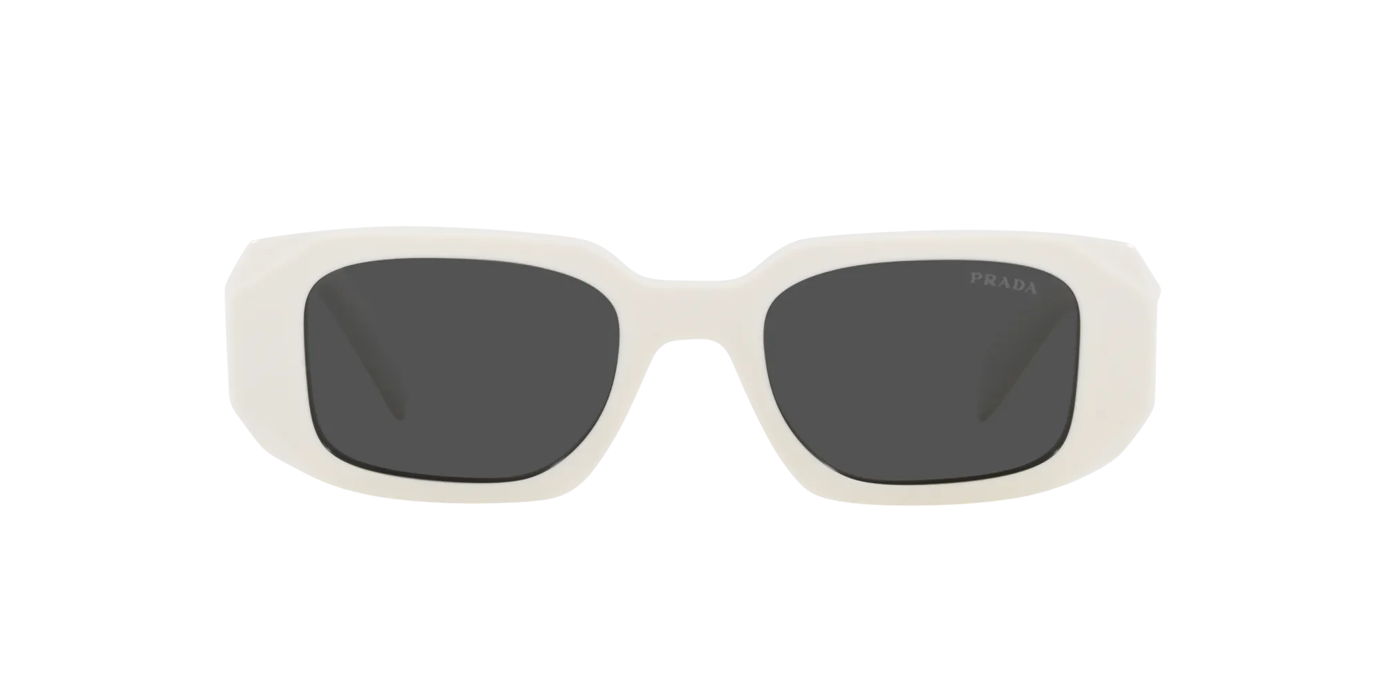 Prada PR 17WSF 1425S0 Occhiali da sole Acetato Bianco Grigio Squadrata Normale - immagine 2
