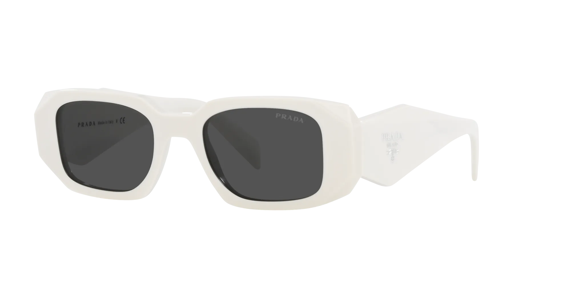 Prada PR 17WSF 1425S0 Occhiali da sole Acetato Bianco Grigio Squadrata Normale - immagine 3