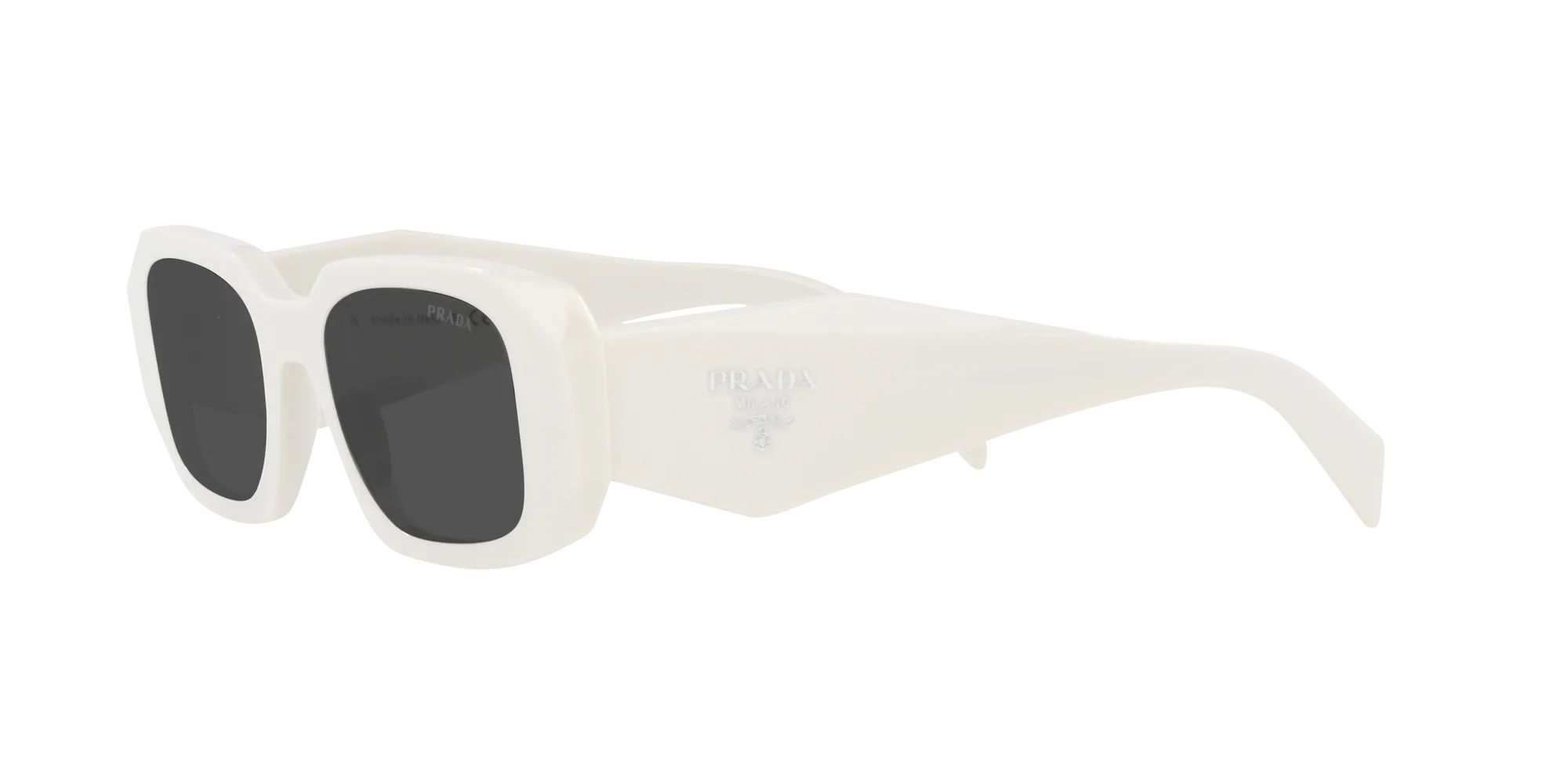 Prada PR 17WSF 1425S0 Occhiali da sole Acetato Bianco Grigio Squadrata Normale - immagine 4