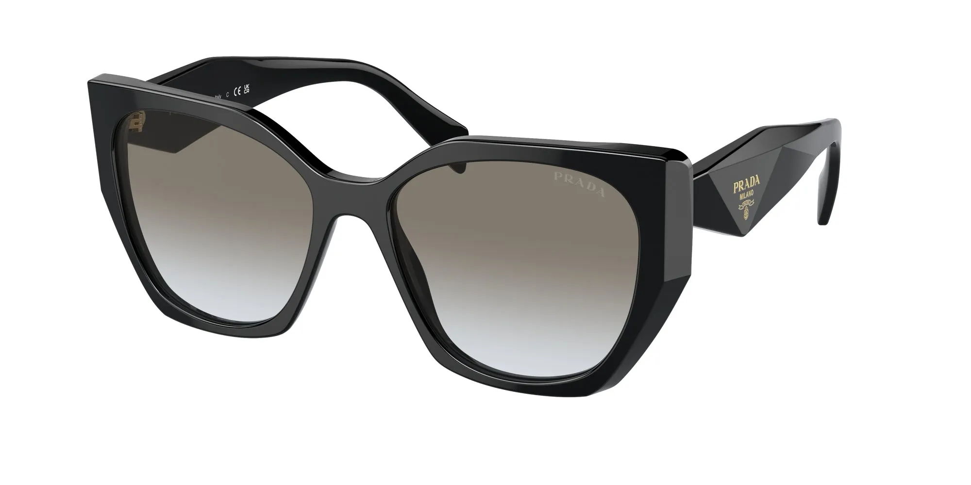 Prada PR 19ZS 1AB0A7 Occhiali da sole Acetato Nero Grigio Pillow Normale Sfumato - immagine 1
