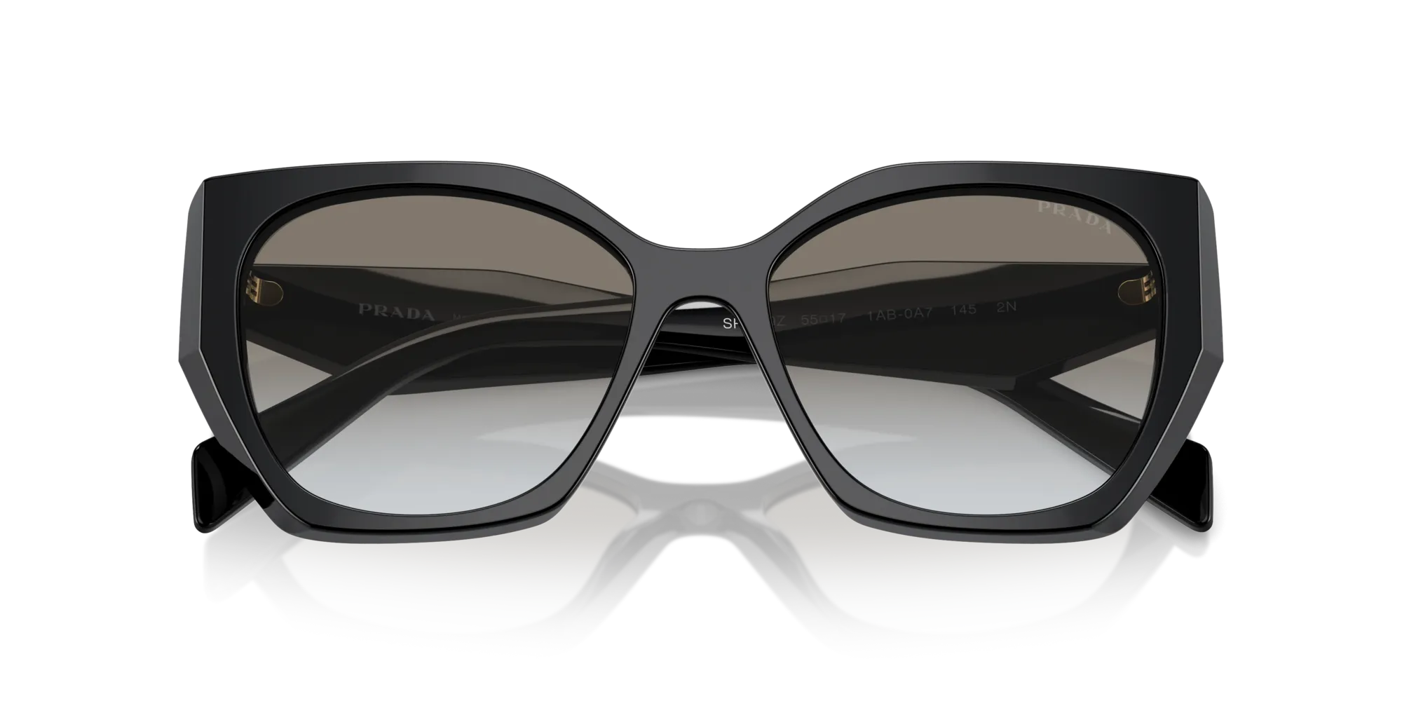 Prada PR 19ZS 1AB0A7 Occhiali da sole Acetato Nero Grigio Pillow Normale Sfumato - immagine 2