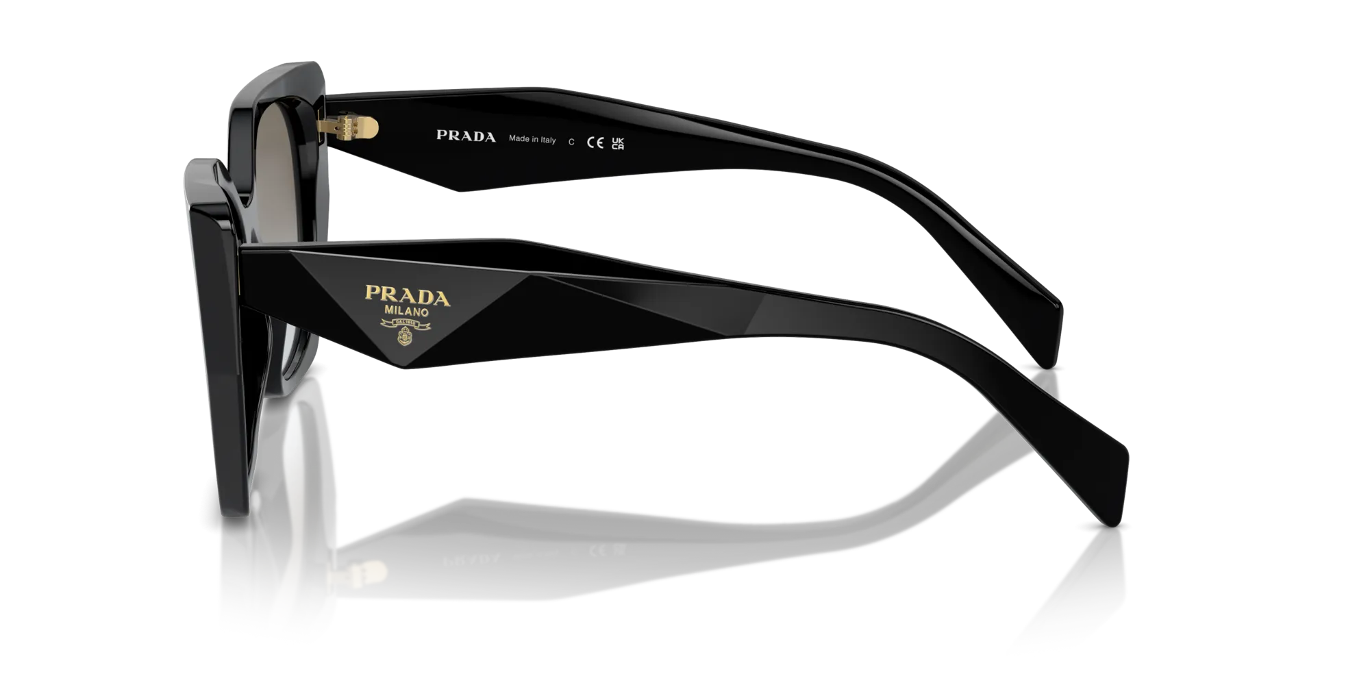 Prada PR 19ZS 1AB0A7 Occhiali da sole Acetato Nero Grigio Pillow Normale Sfumato - immagine 4