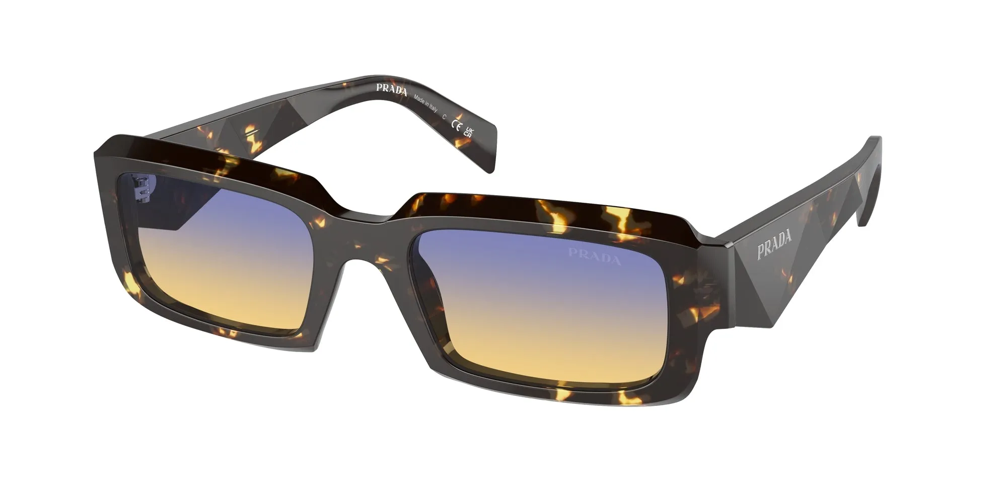 Prada PR 27ZS 16O50E Occhiali da sole Acetato Marrone Blu Geometrica Normale Sfumato - immagine 1