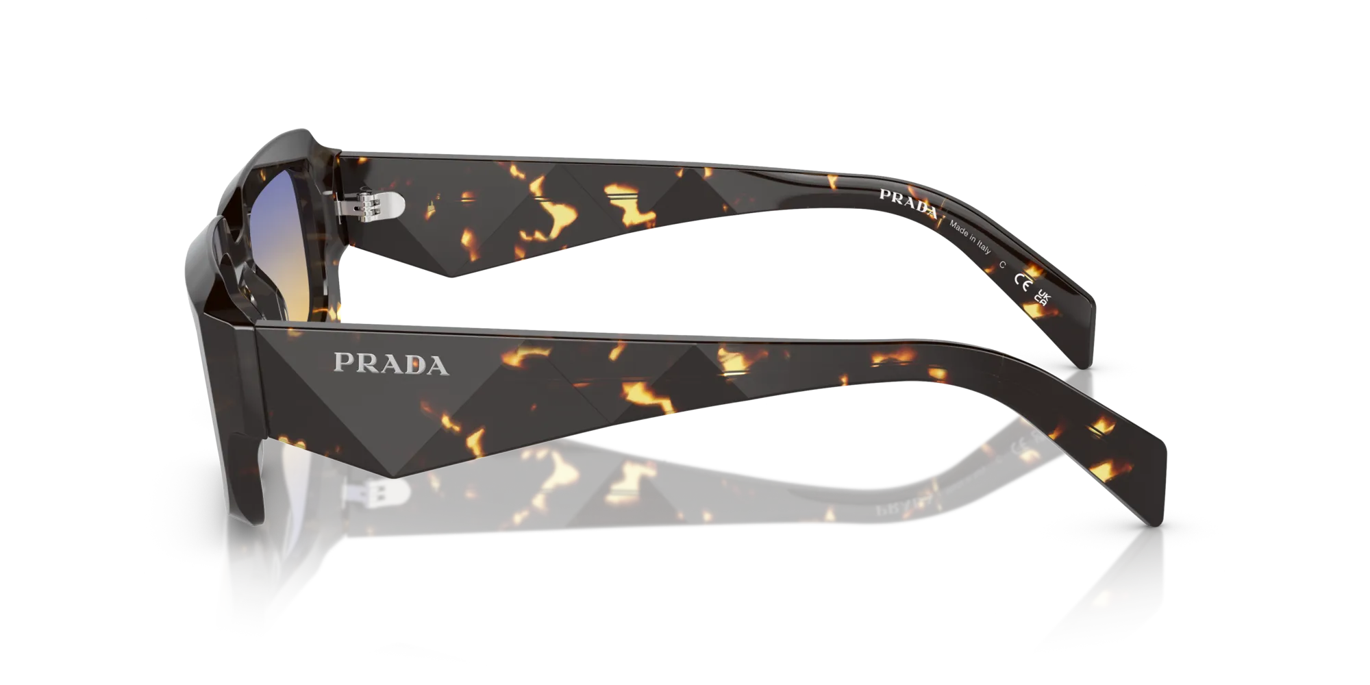 Prada PR 27ZS 16O50E Occhiali da sole Acetato Marrone Blu Geometrica Normale Sfumato - immagine 4