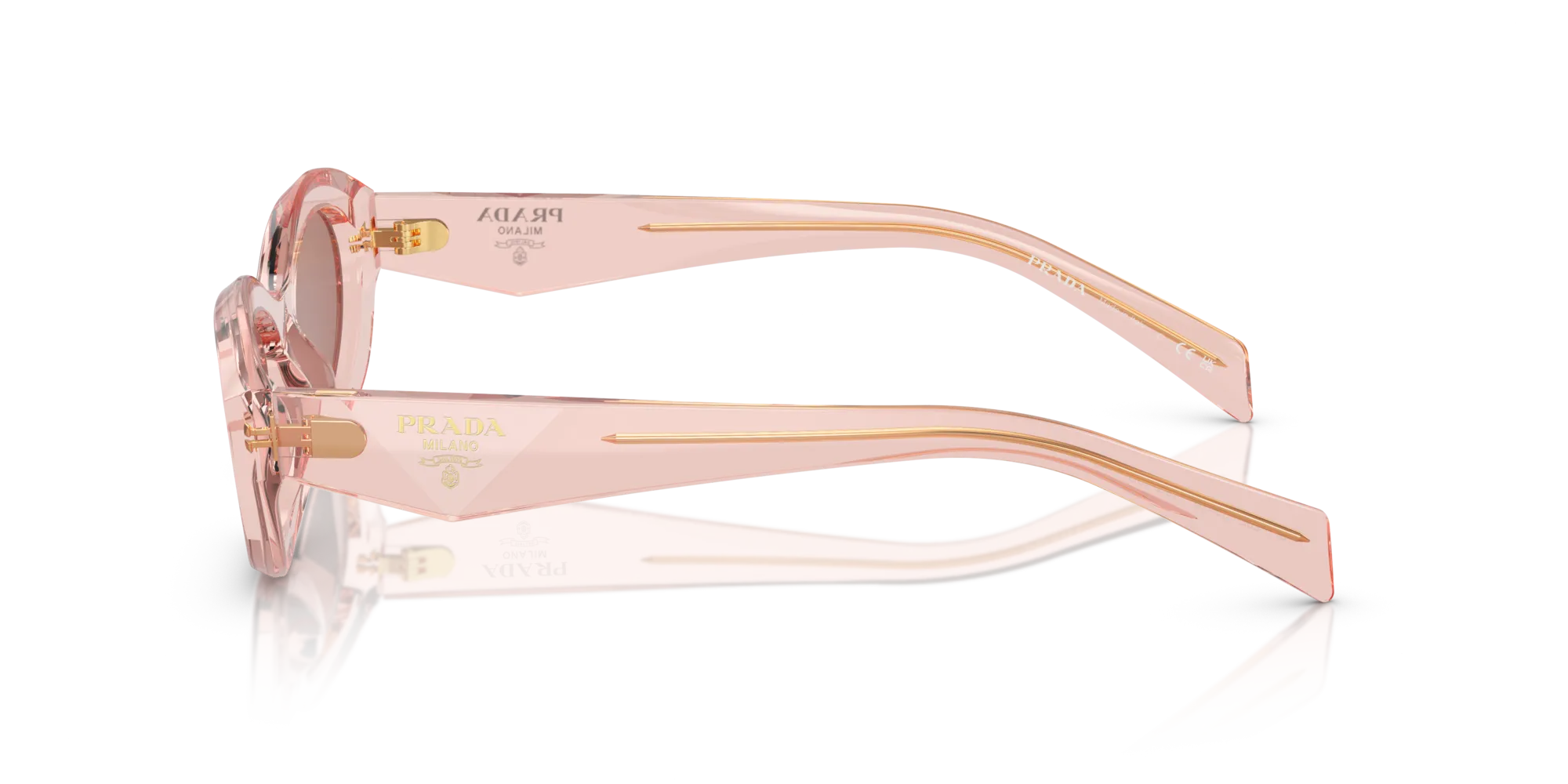 Prada PR 26ZS 19Q10D Occhiali da sole Acetato Rosa Marrone Geometrica Normale - immagine 4