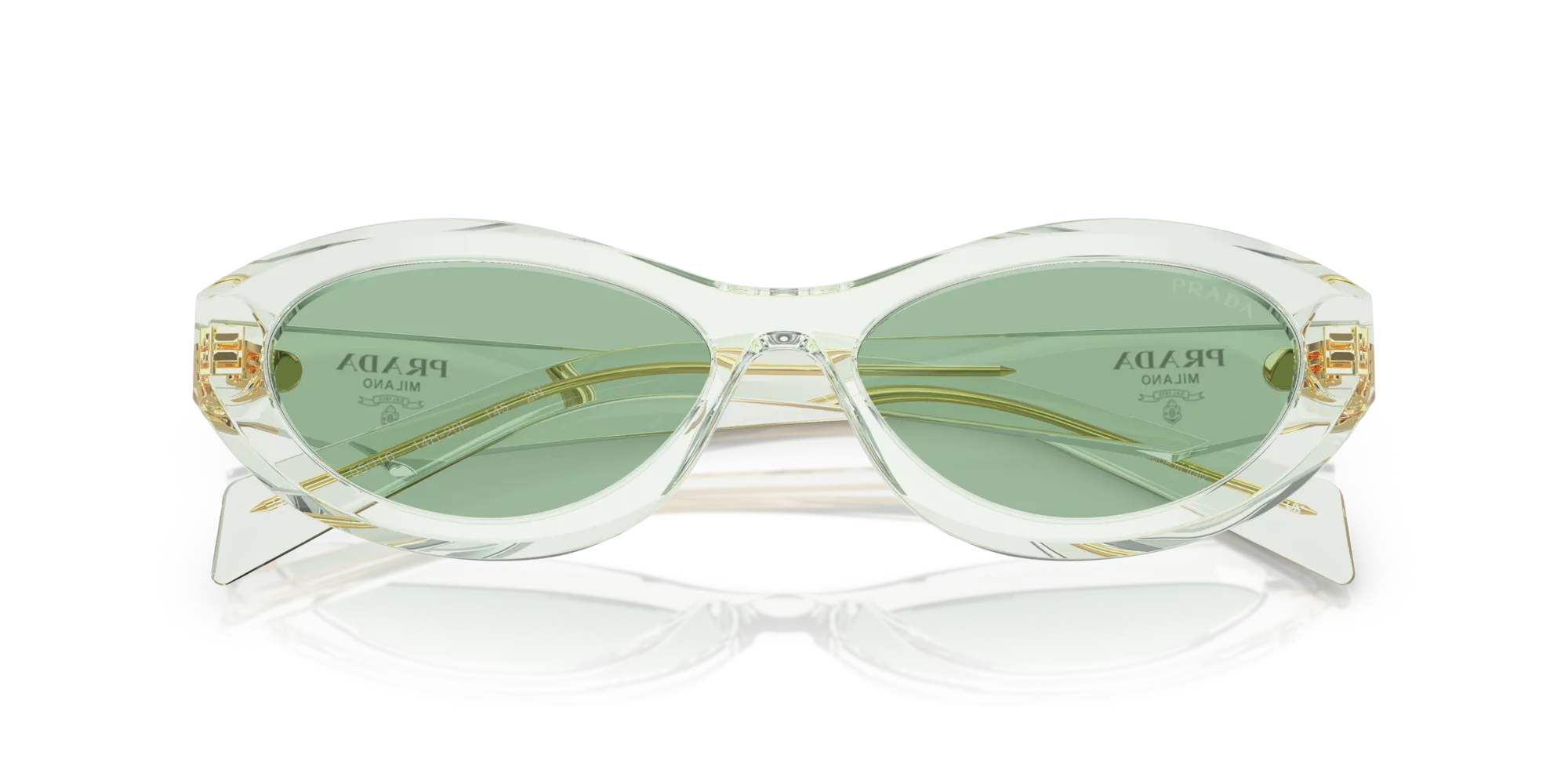 Prada PR 26ZS 14R20E Occhiali da sole Acetato Trasparente Verde Geometrica Normale - immagine 2