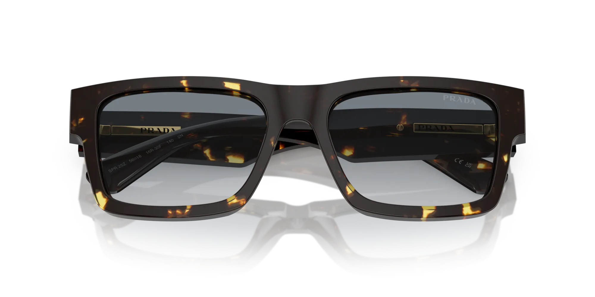 Prada PR 25ZS 16R30F Occhiali da sole Acetato Marrone Grigio Squadrata Normale Sfumato - immagine 2