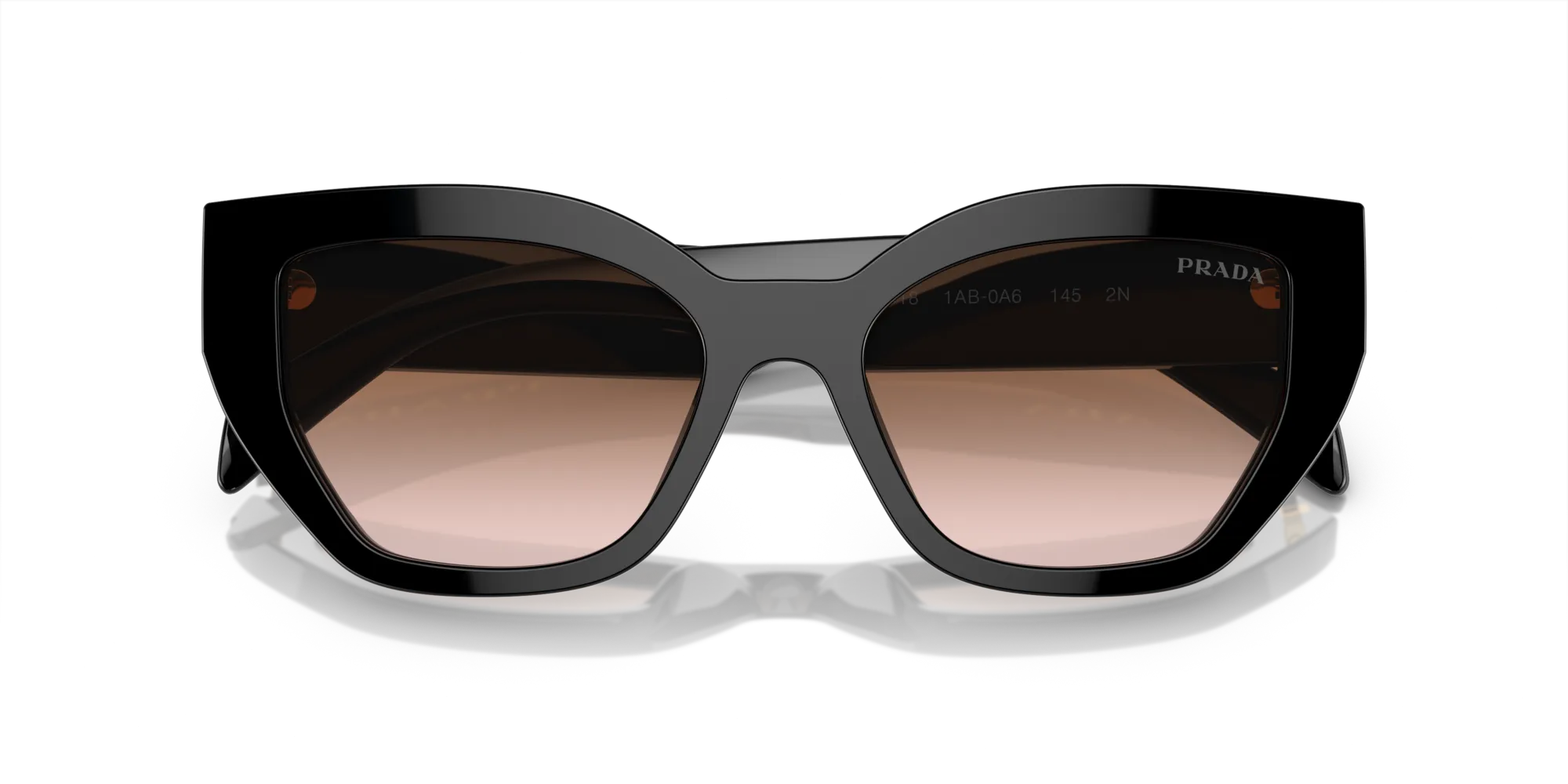 Prada PR A09S 1AB0A6 Occhiali da sole Acetato Nero Marrone Farfalla Normale Sfumato - immagine 2