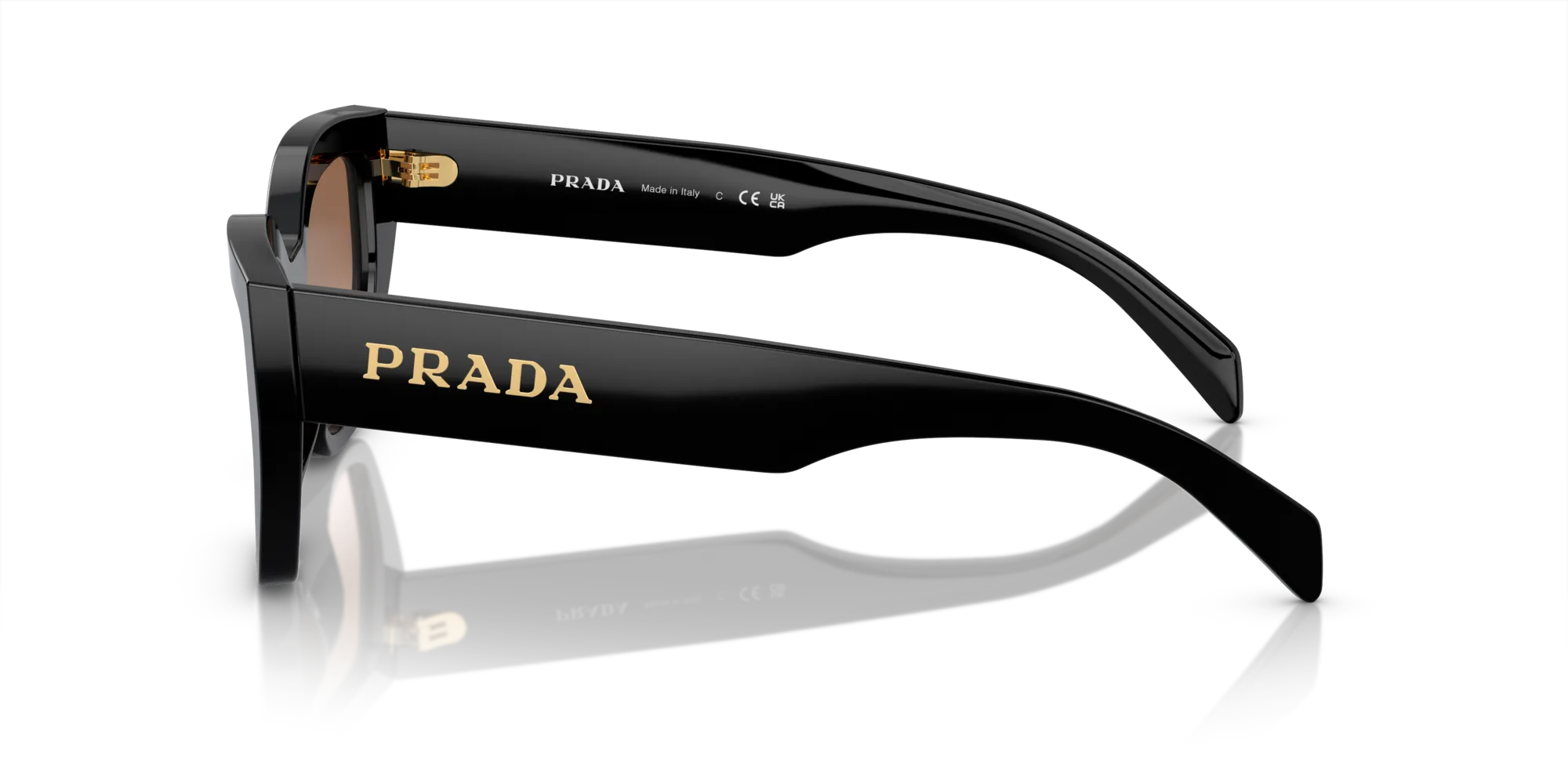 Prada PR A09S 1AB0A6 Occhiali da sole Acetato Nero Marrone Farfalla Normale Sfumato - immagine 4