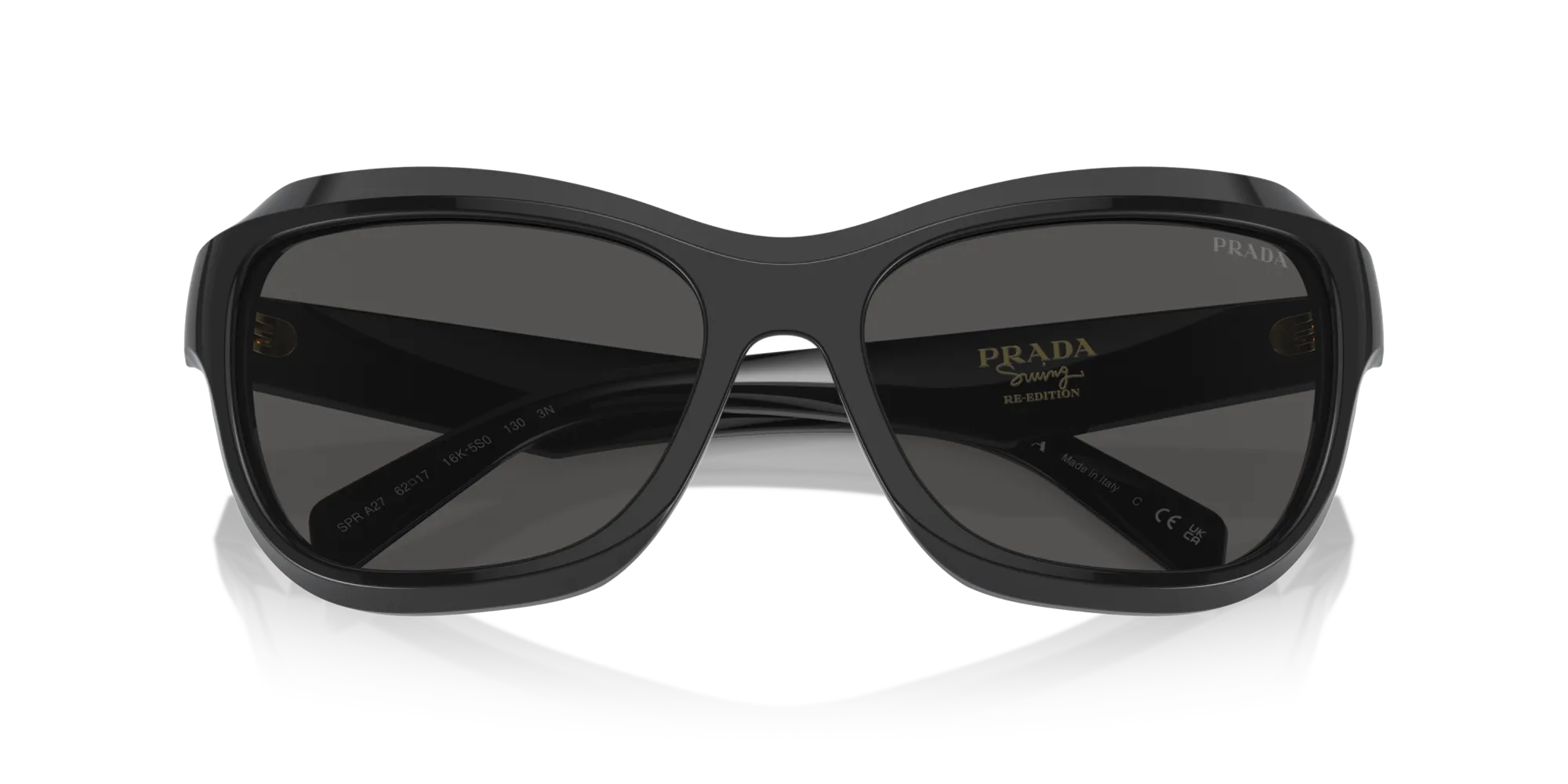 Prada PR A27S 16K5S0 Occhiali da sole Acetato Nero Grigio Farfalla Normale - immagine 2