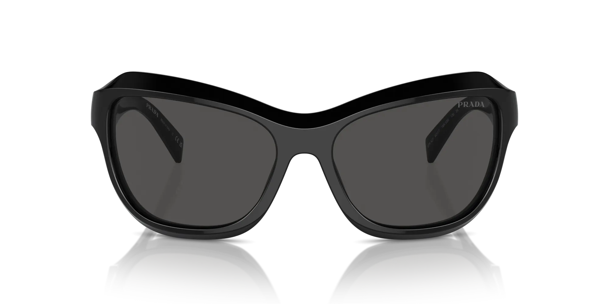 Prada PR A27S 16K5S0 Occhiali da sole Acetato Nero Grigio Farfalla Normale - immagine 3