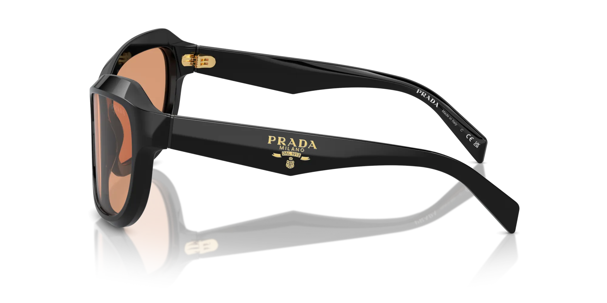 Prada PR A27S 16K07V Occhiali da sole Acetato Nero Arancione Farfalla Normale - immagine 4