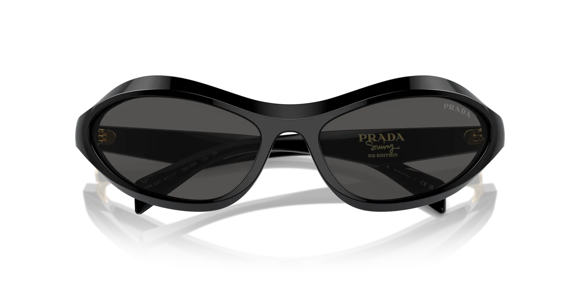Prada PR A20S 16K5S0 Occhiali da sole Acetato Nero Grigio Geometrica Normale - immagine 2