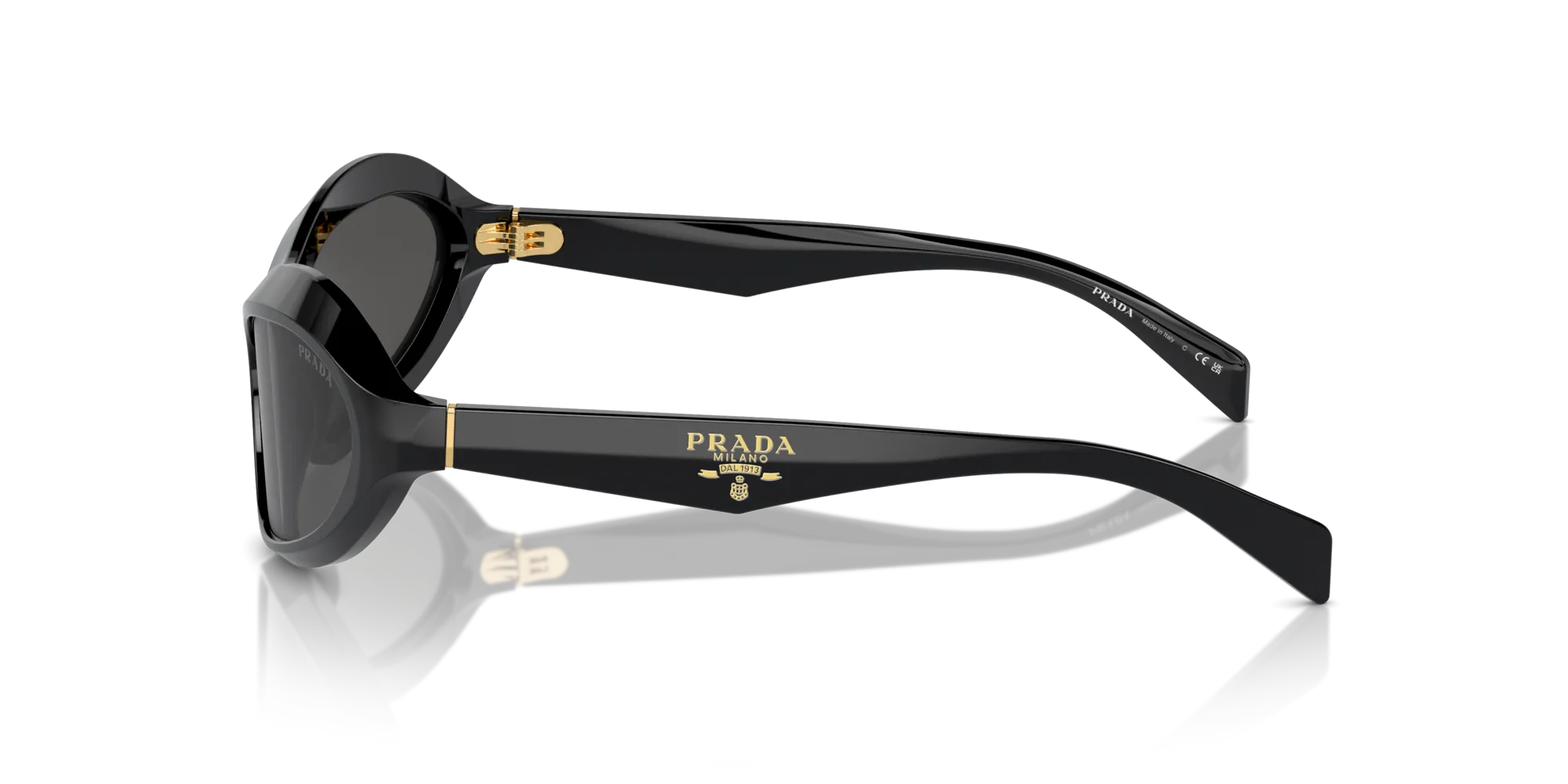 Prada PR A20S 16K5S0 Occhiali da sole Acetato Nero Grigio Geometrica Normale - immagine 4