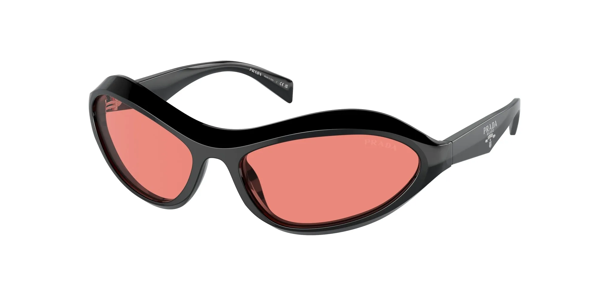 Prada PR A20S 16K20B Occhiali da sole Acetato Nero Rosa Geometrica Normale - immagine 1