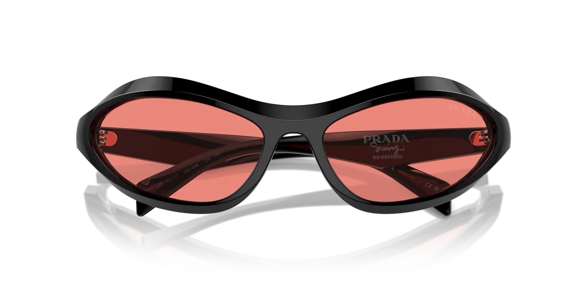 Prada PR A20S 16K20B Occhiali da sole Acetato Nero Rosa Geometrica Normale - immagine 2