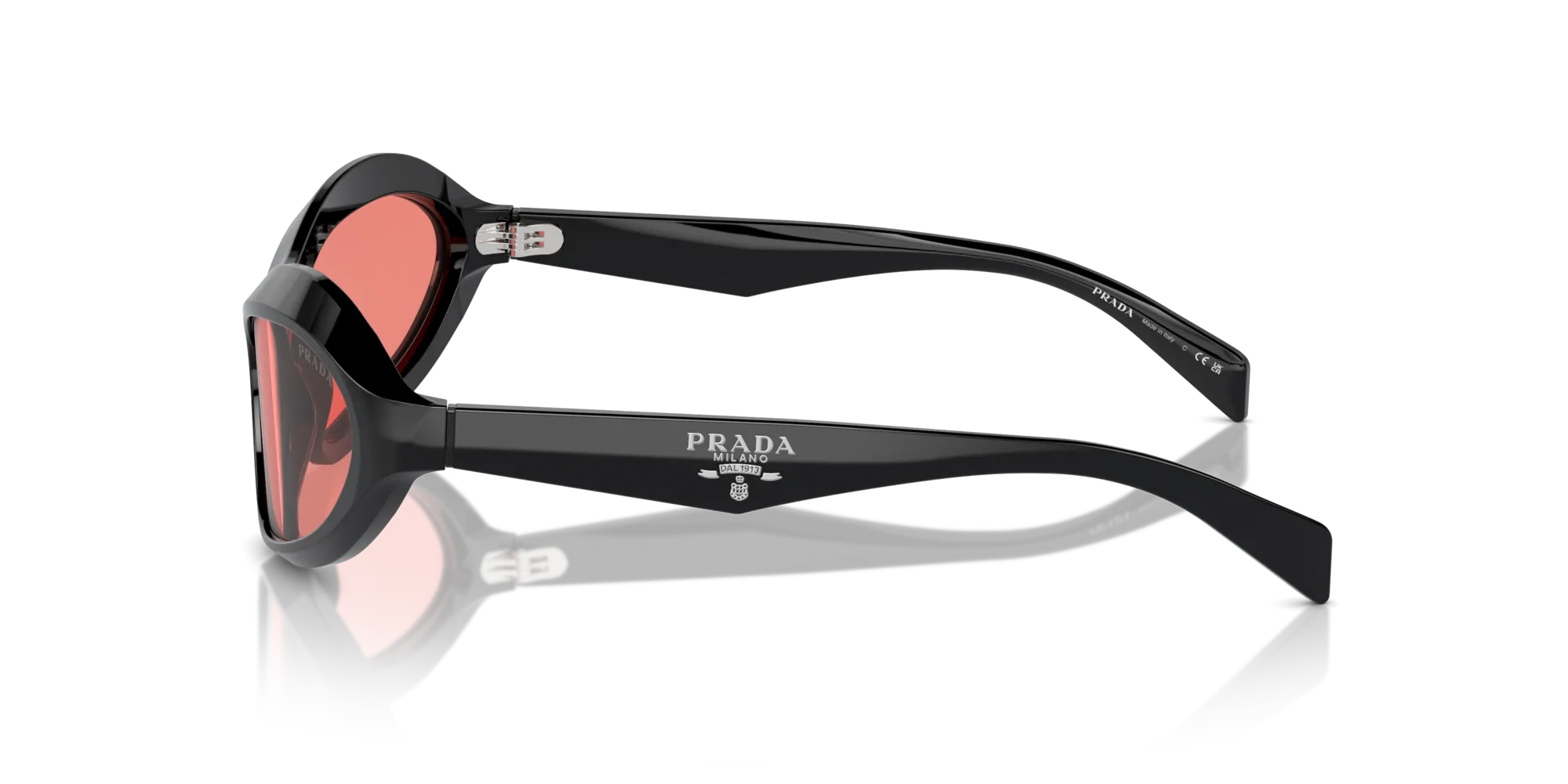 Prada PR A20S 16K20B Occhiali da sole Acetato Nero Rosa Geometrica Normale - immagine 4