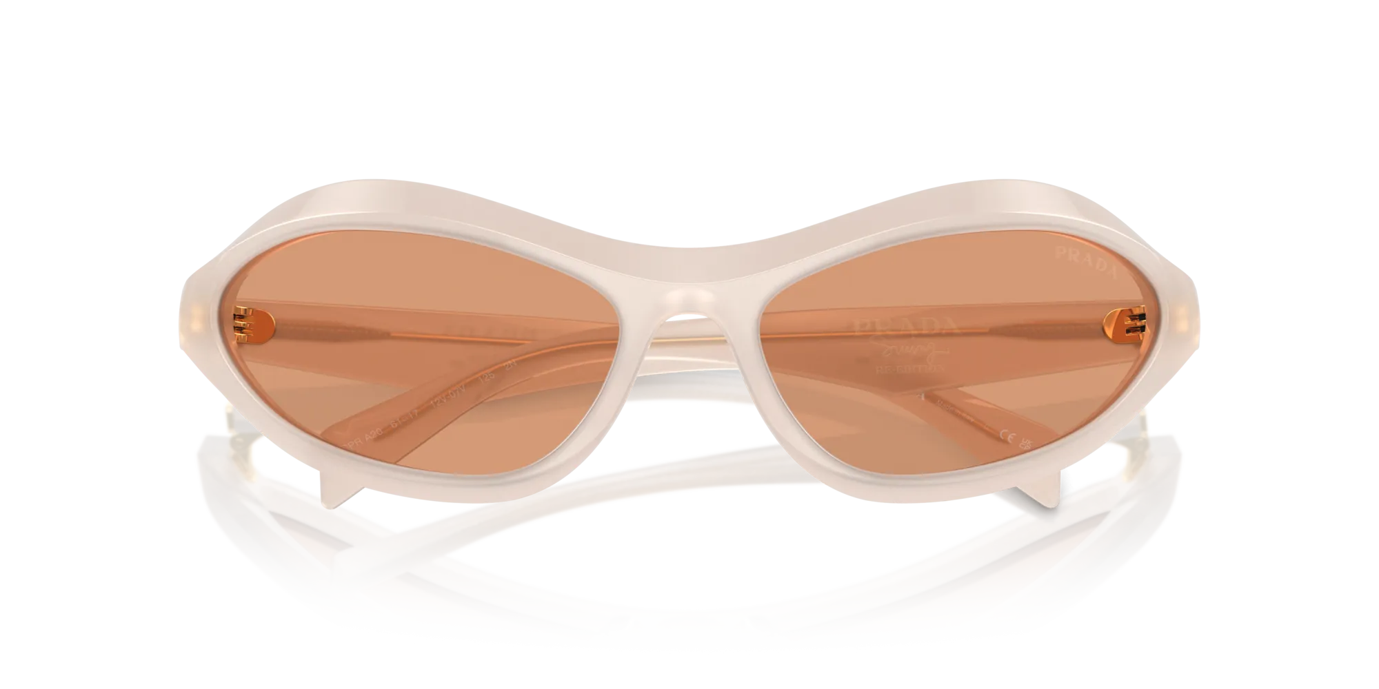 Prada PR A20S 12V07V Occhiali da sole Acetato Bianco Arancione Geometrica Normale - immagine 2