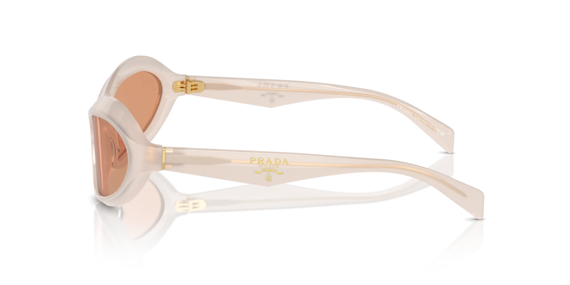 Prada PR A20S 12V07V Occhiali da sole Acetato Bianco Arancione Geometrica Normale - immagine 4