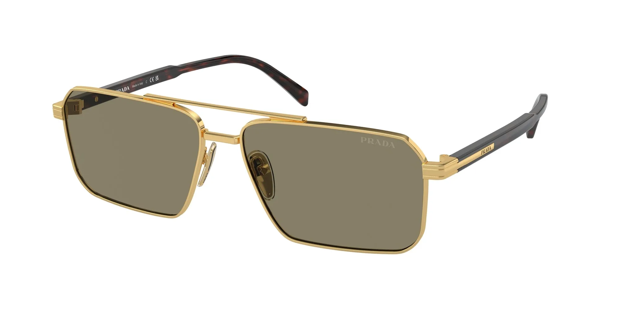 Prada PR A57S 5AK90F Occhiali da sole Acciaio Oro Marrone Squadrata Normale - immagine 1
