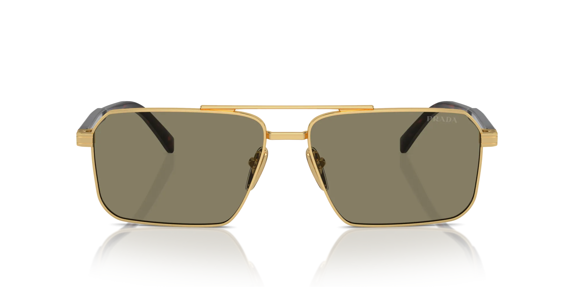 Prada PR A57S 5AK90F Occhiali da sole Acciaio Oro Marrone Squadrata Normale - immagine 3