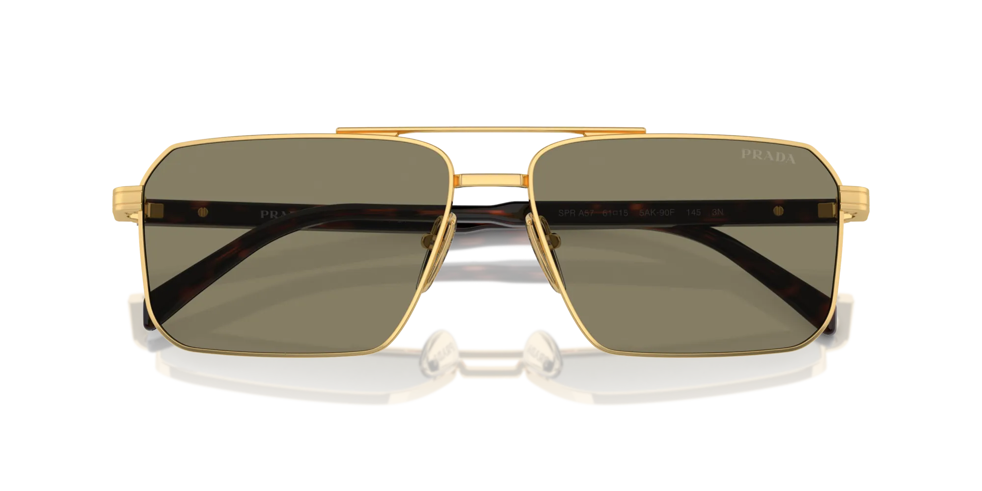 Prada PR A57S 5AK90F Occhiali da sole Acciaio Oro Marrone Squadrata Normale - immagine 2