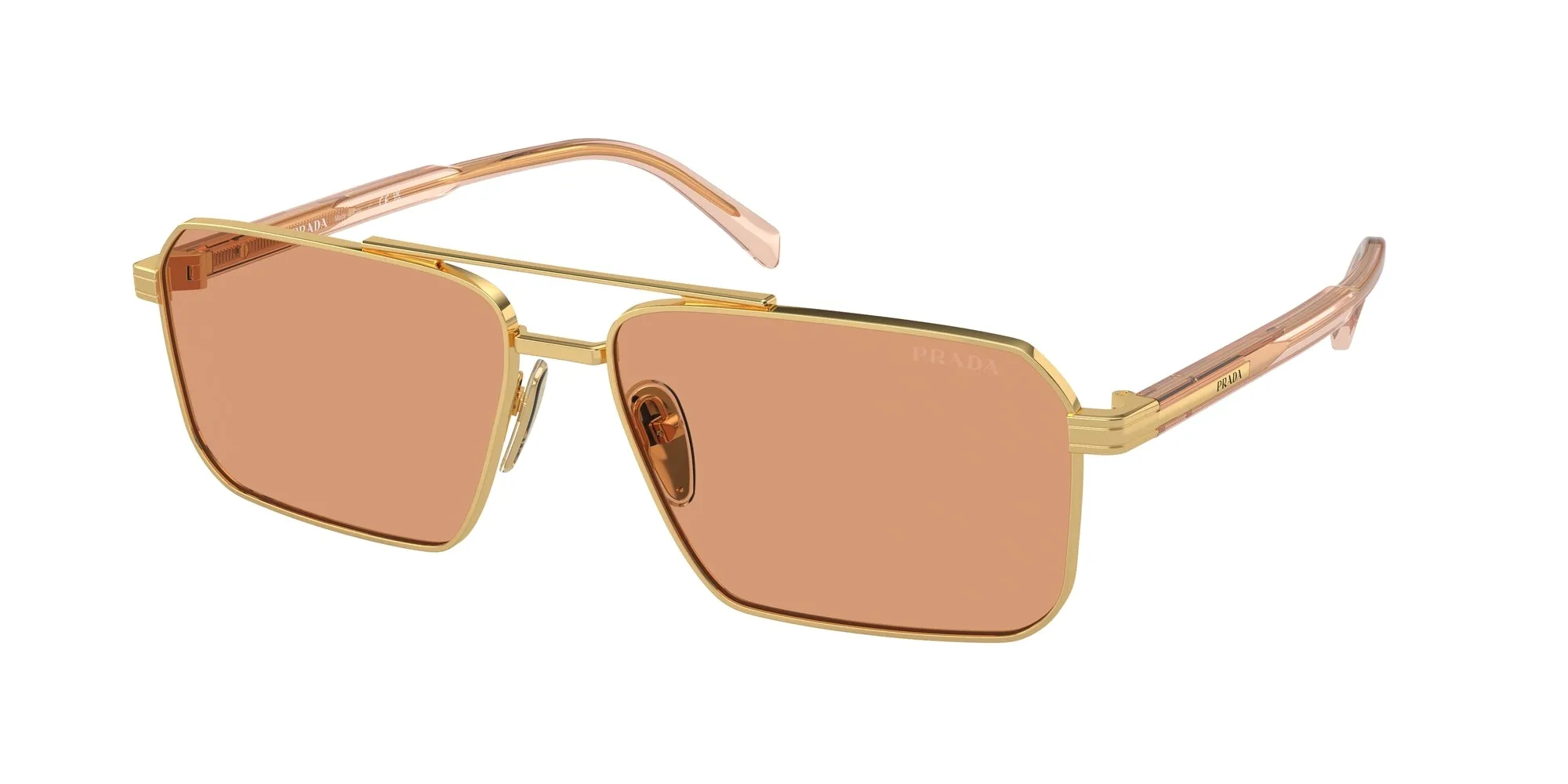 Prada PR A57S 5AK07V Occhiali da sole Acciaio Oro Arancione Squadrata Normale - immagine 1