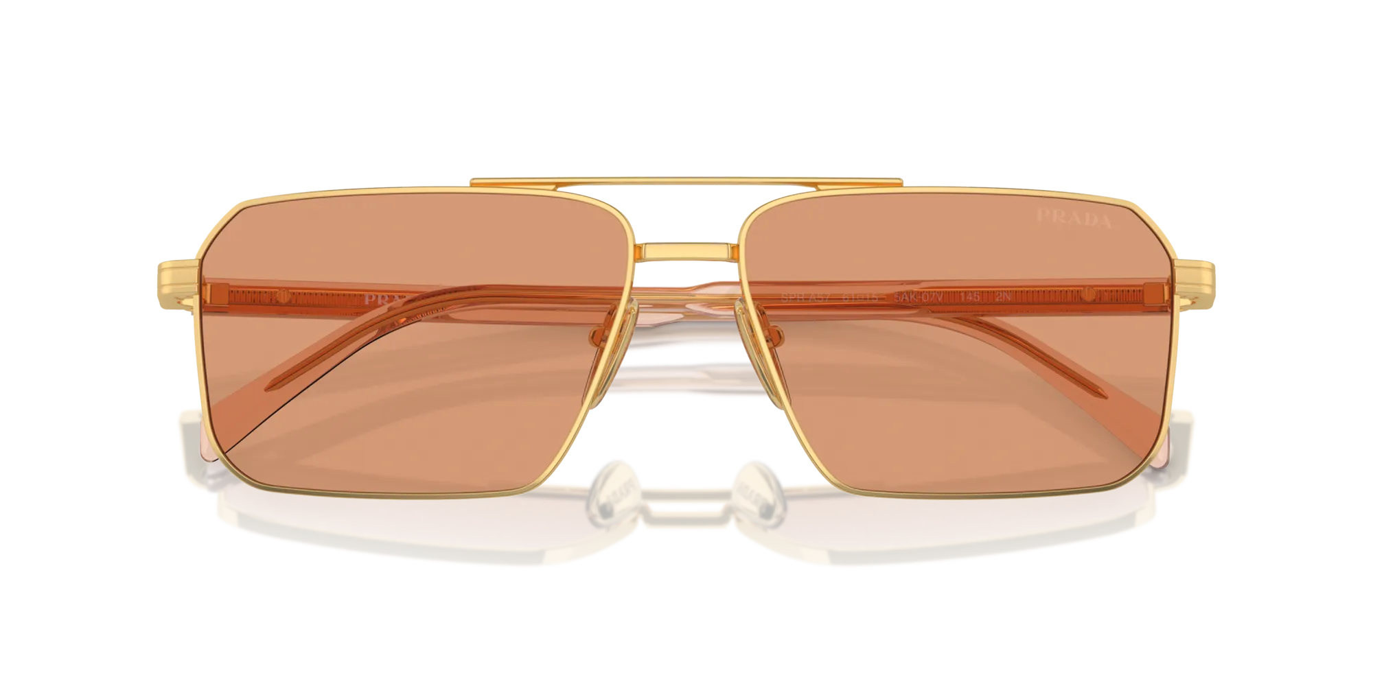 Prada PR A57S 5AK07V Occhiali da sole Acciaio Oro Arancione Squadrata Normale - immagine 2