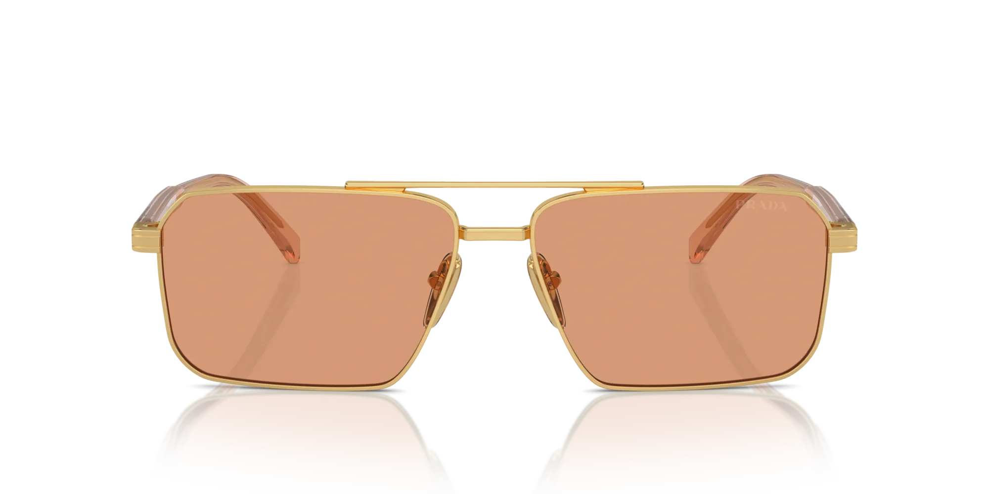 Prada PR A57S 5AK07V Occhiali da sole Acciaio Oro Arancione Squadrata Normale - immagine 3