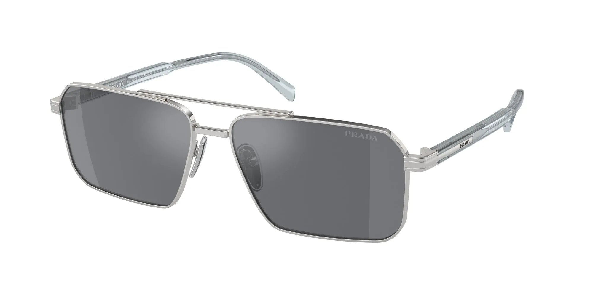Prada PR A57S 1BC175 Occhiali da sole Acciaio Argento Grigio Squadrata Normale Flash - immagine 1