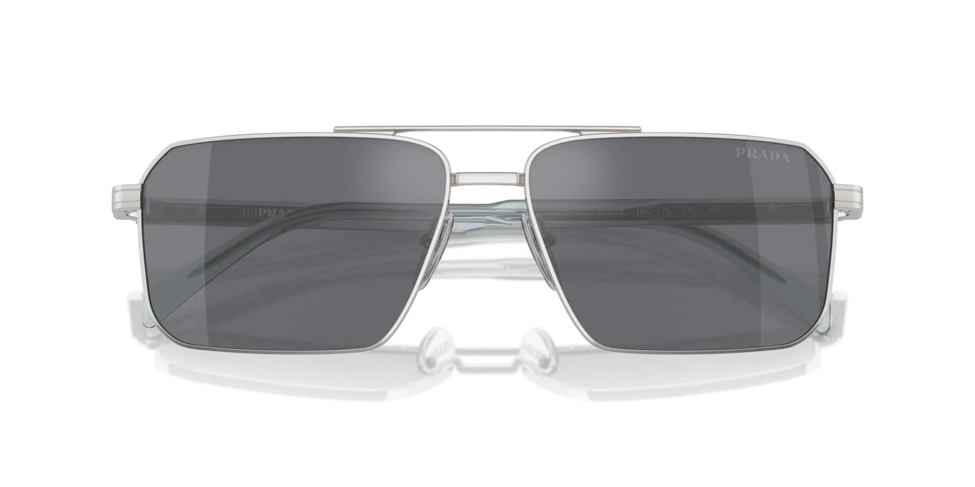 Prada PR A57S 1BC175 Occhiali da sole Acciaio Argento Grigio Squadrata Normale Flash - immagine 2