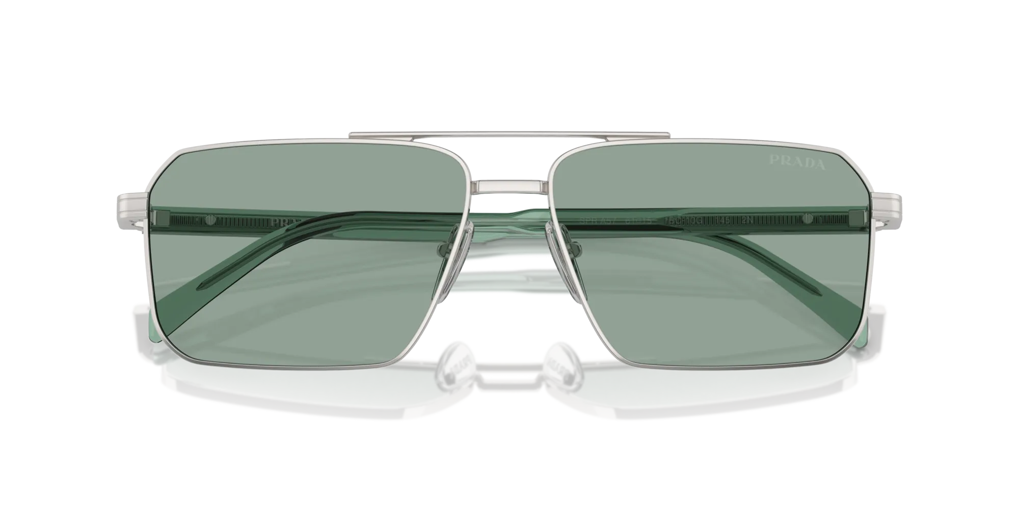 Prada PR A57S 1BC10G Occhiali da sole Acciaio Argento Verde Squadrata Normale - immagine 2