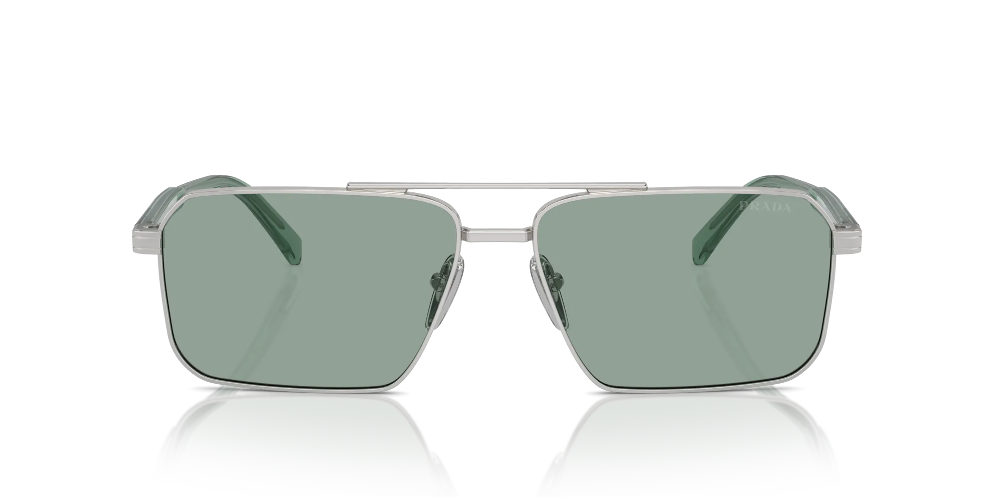 Prada PR A57S 1BC10G Occhiali da sole Acciaio Argento Verde Squadrata Normale - immagine 3