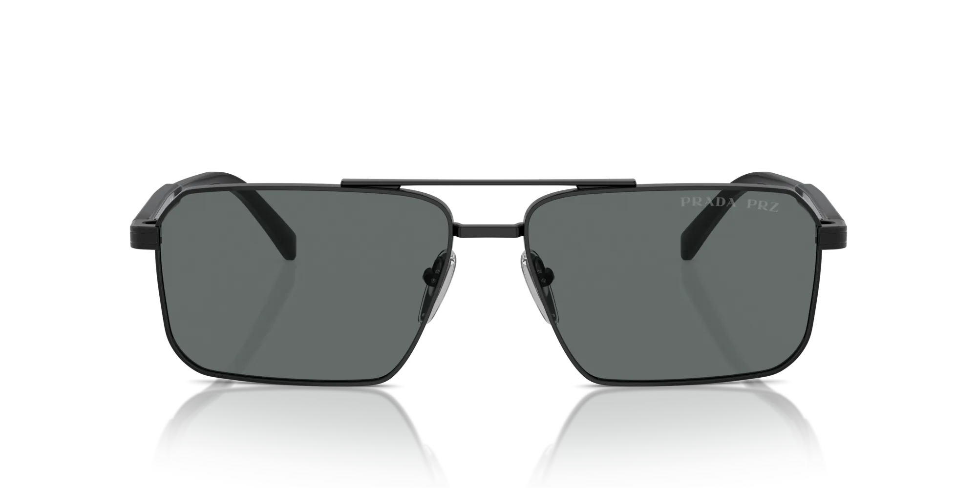 Prada PR A57S 1AB5Z1 Occhiali da sole Acciaio Nero Grigio Squadrata Polarizzata - immagine 3