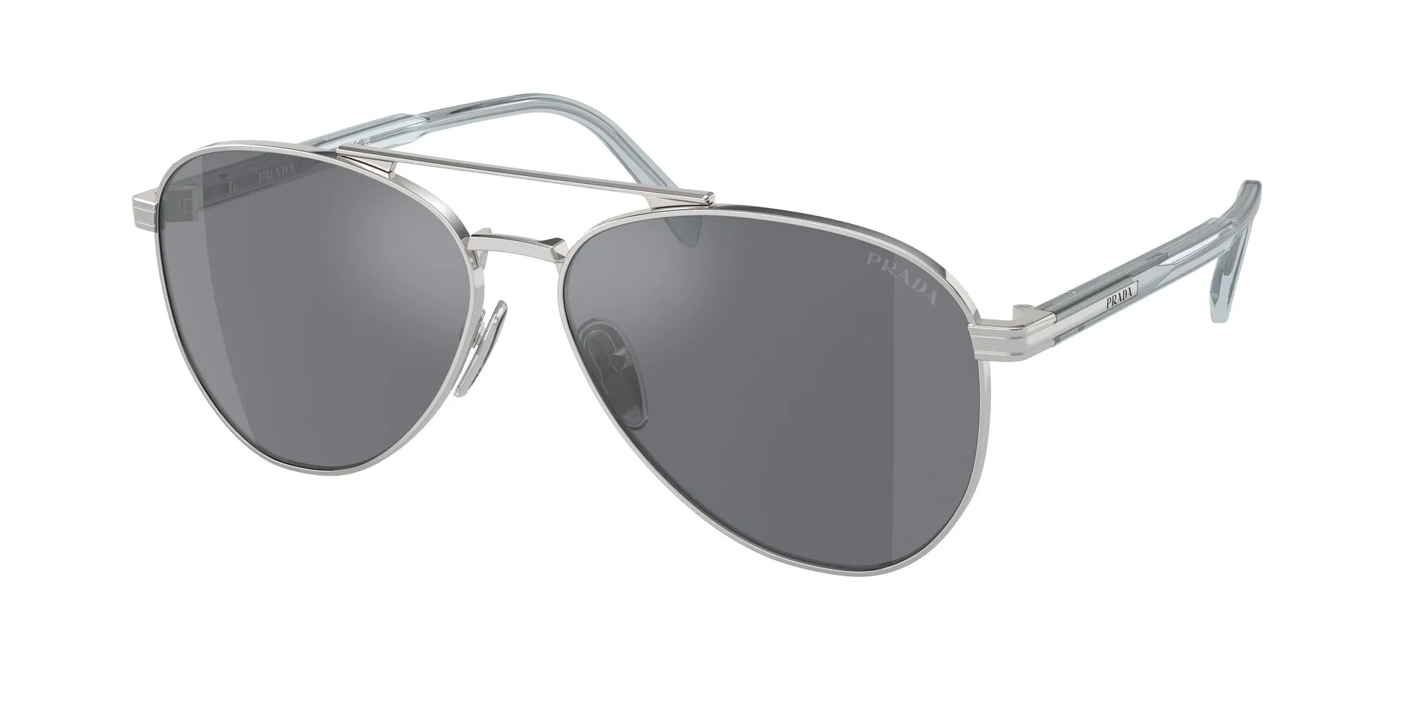 Prada PR A58S 1BC175 Occhiali da sole Acciaio Argento Grigio Pilot Normale Flash - immagine 1