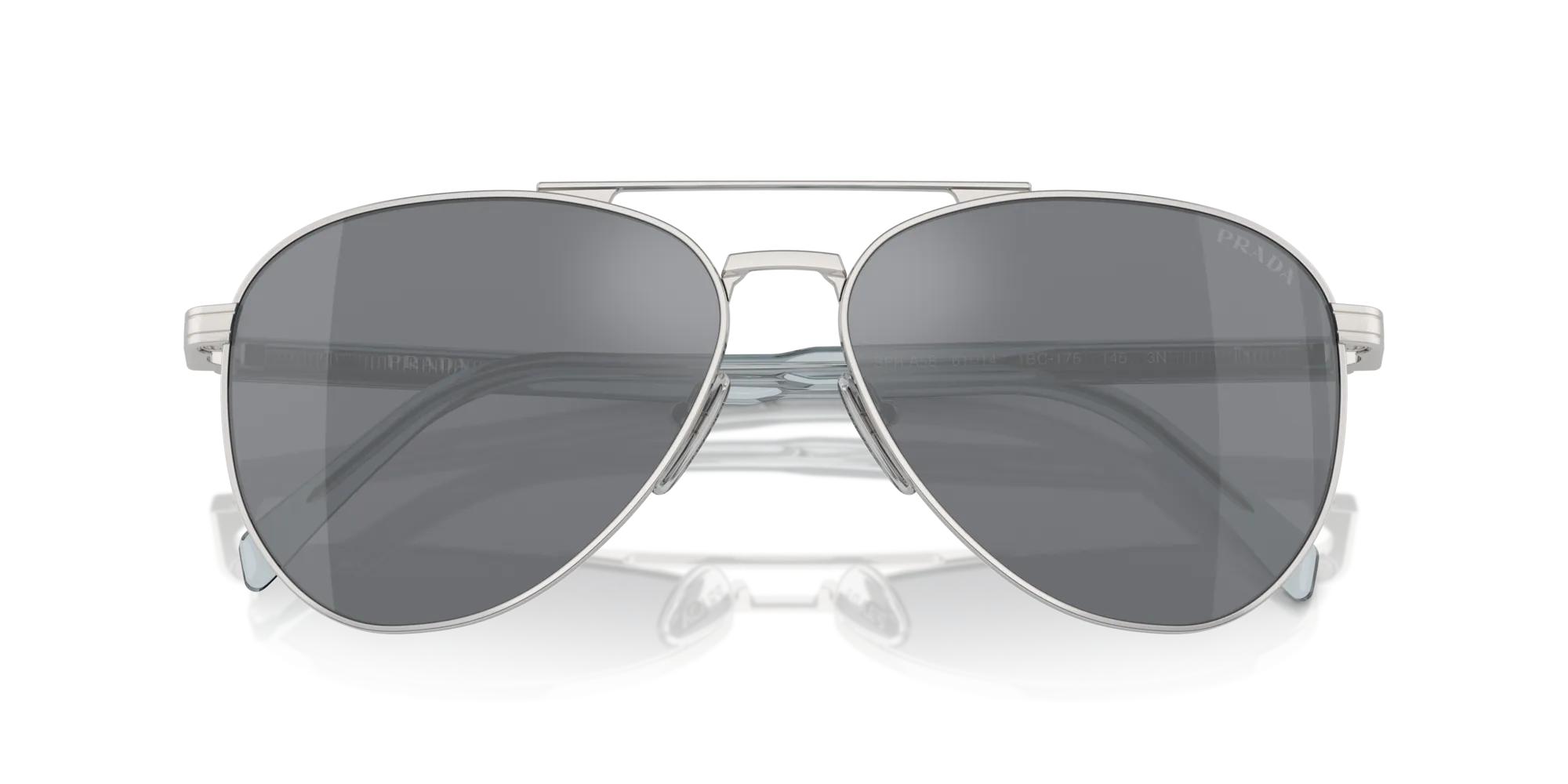 Prada PR A58S 1BC175 Occhiali da sole Acciaio Argento Grigio Pilot Normale Flash - immagine 2